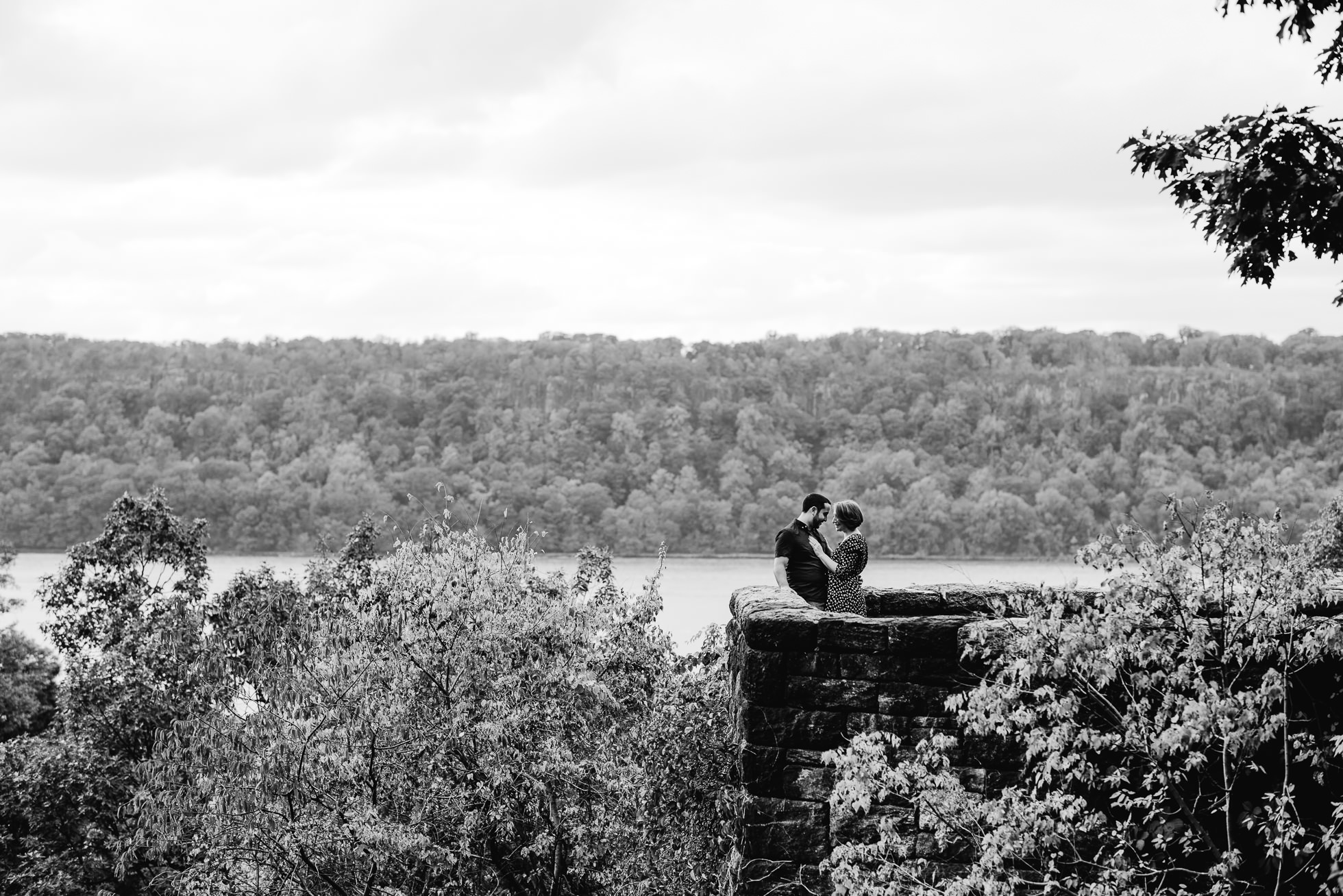 engagement overlooking Hudson River