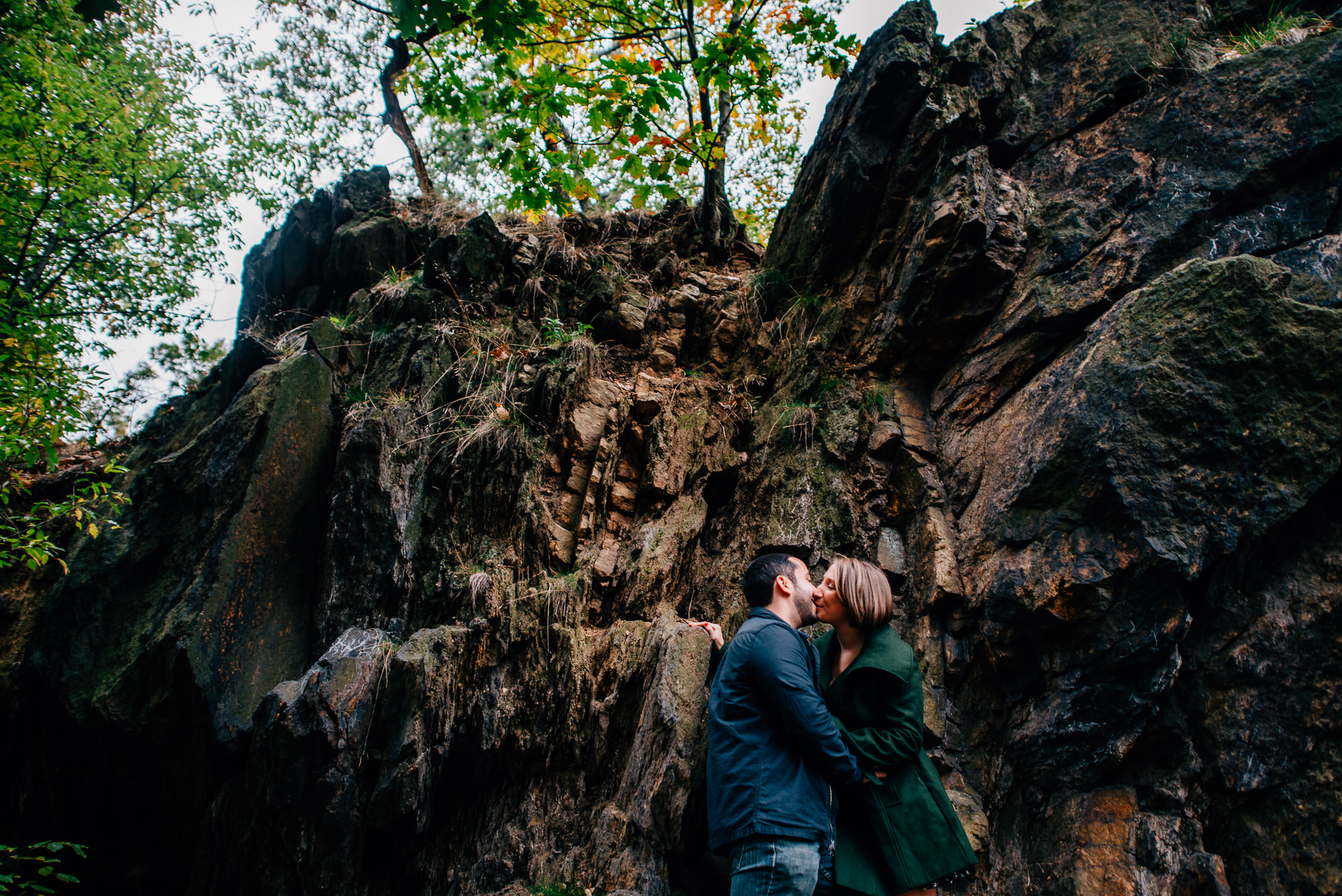 engagement photo kissing NYC