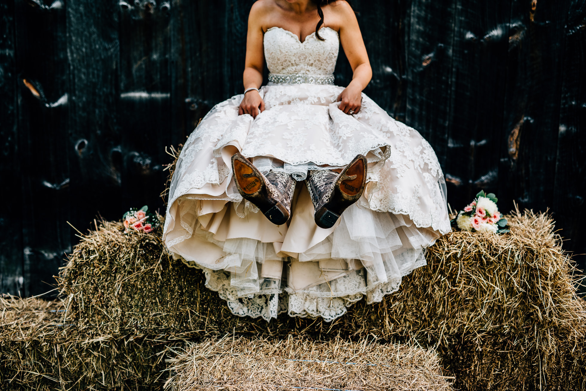 bride in cowboy boots