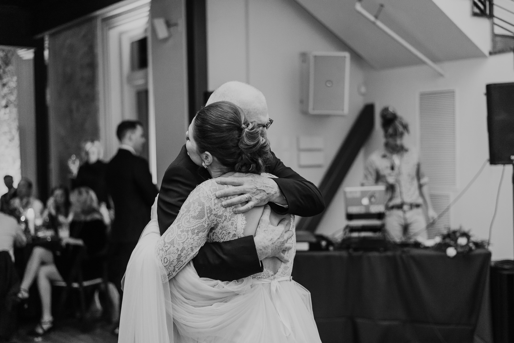 father daughter hug at the cordelle wedding reception