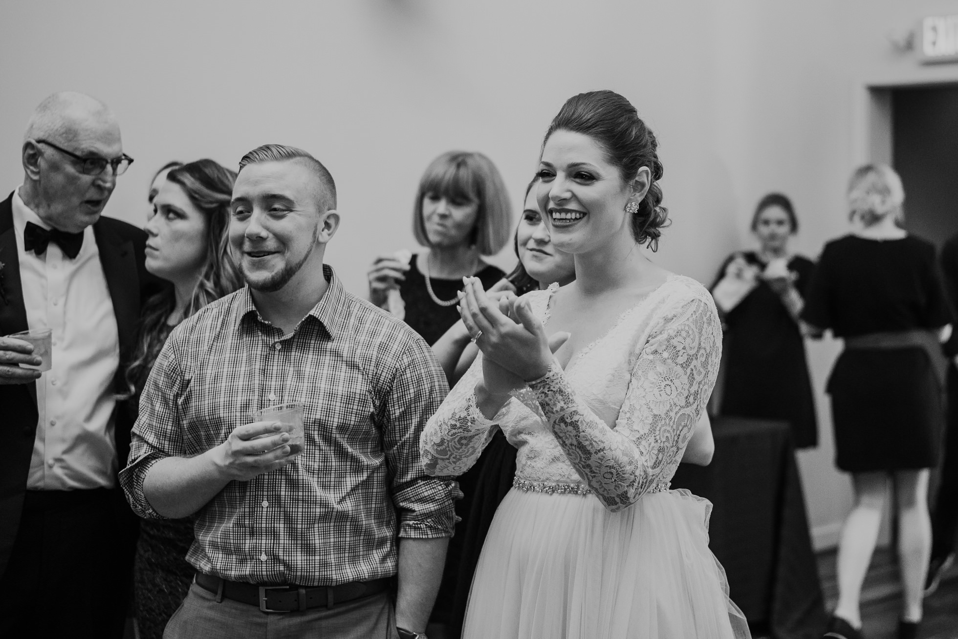 bride with guests at wedding reception the cordelle