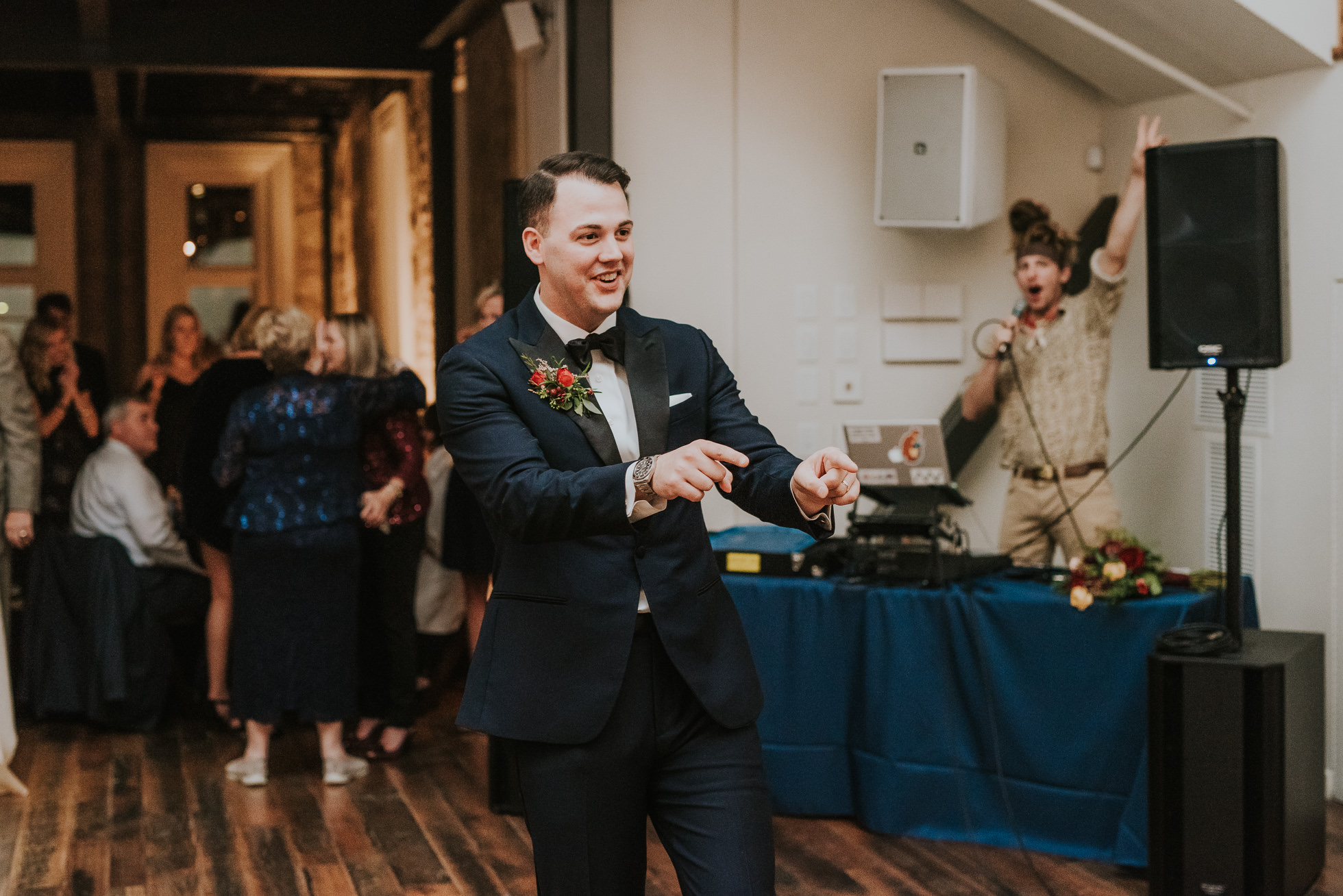 groom at the cordelle wedding reception