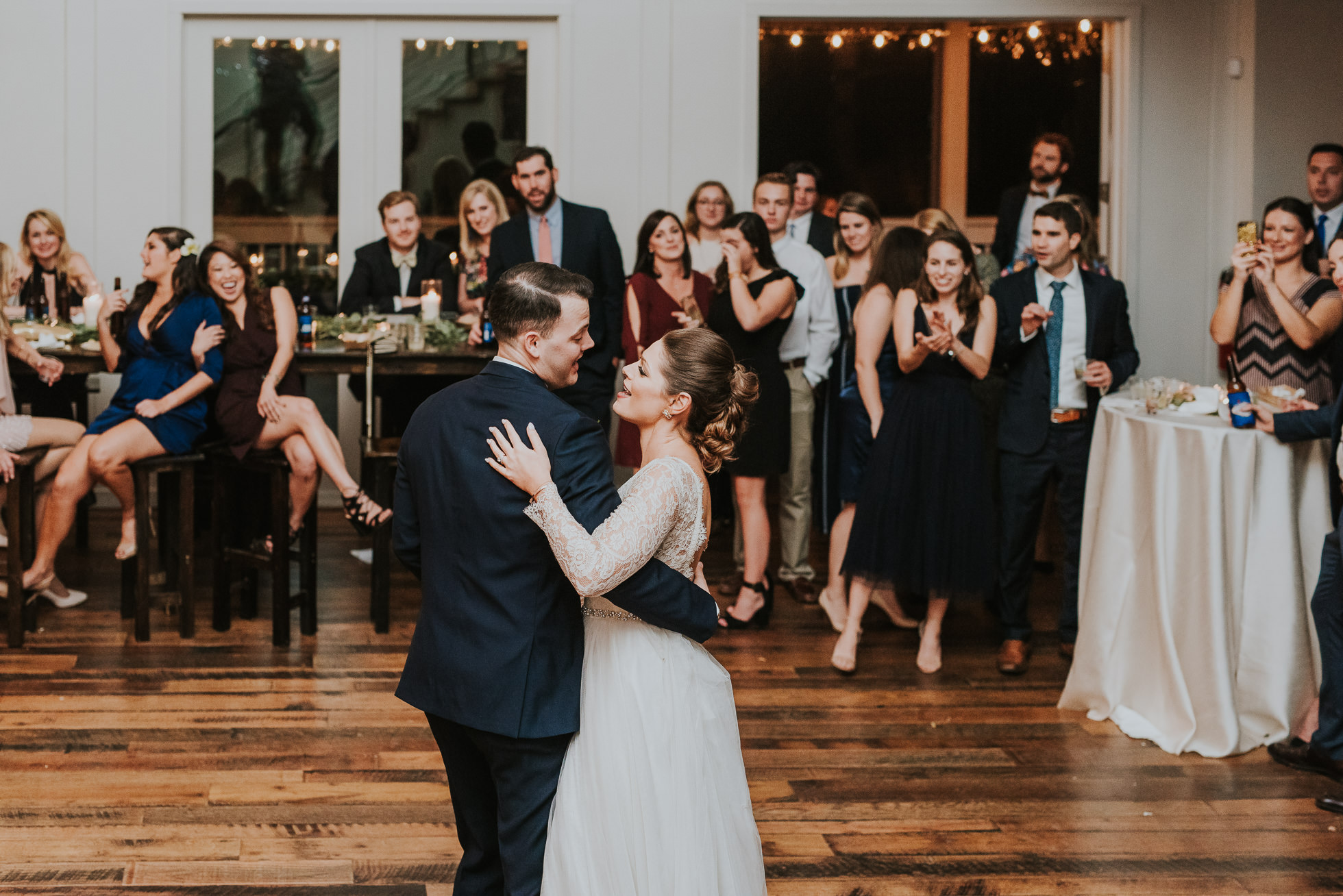 bride and groom first dance at the cordelle rustic wedding