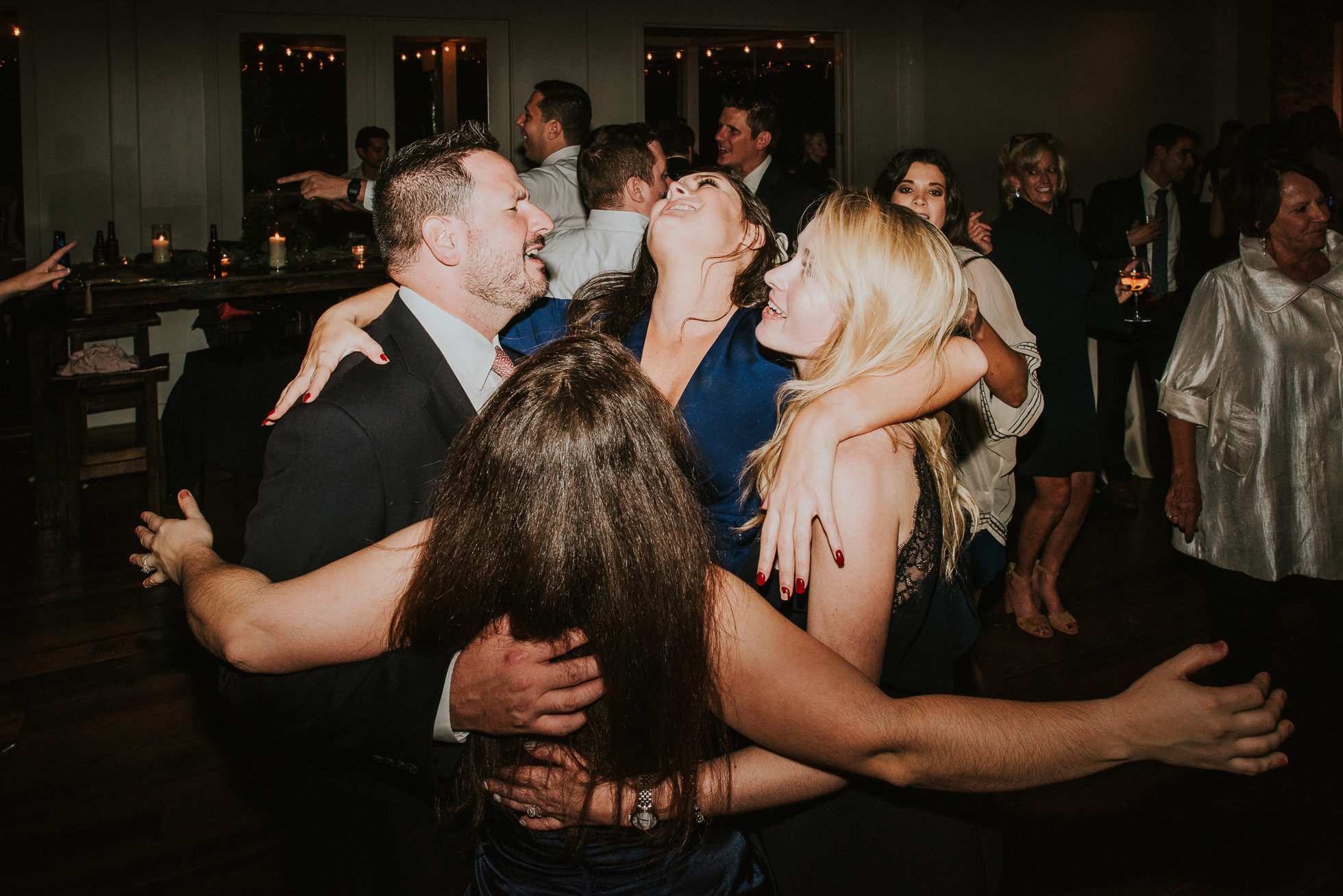 guests hugging at wedding reception at the cordelle nashville wedding