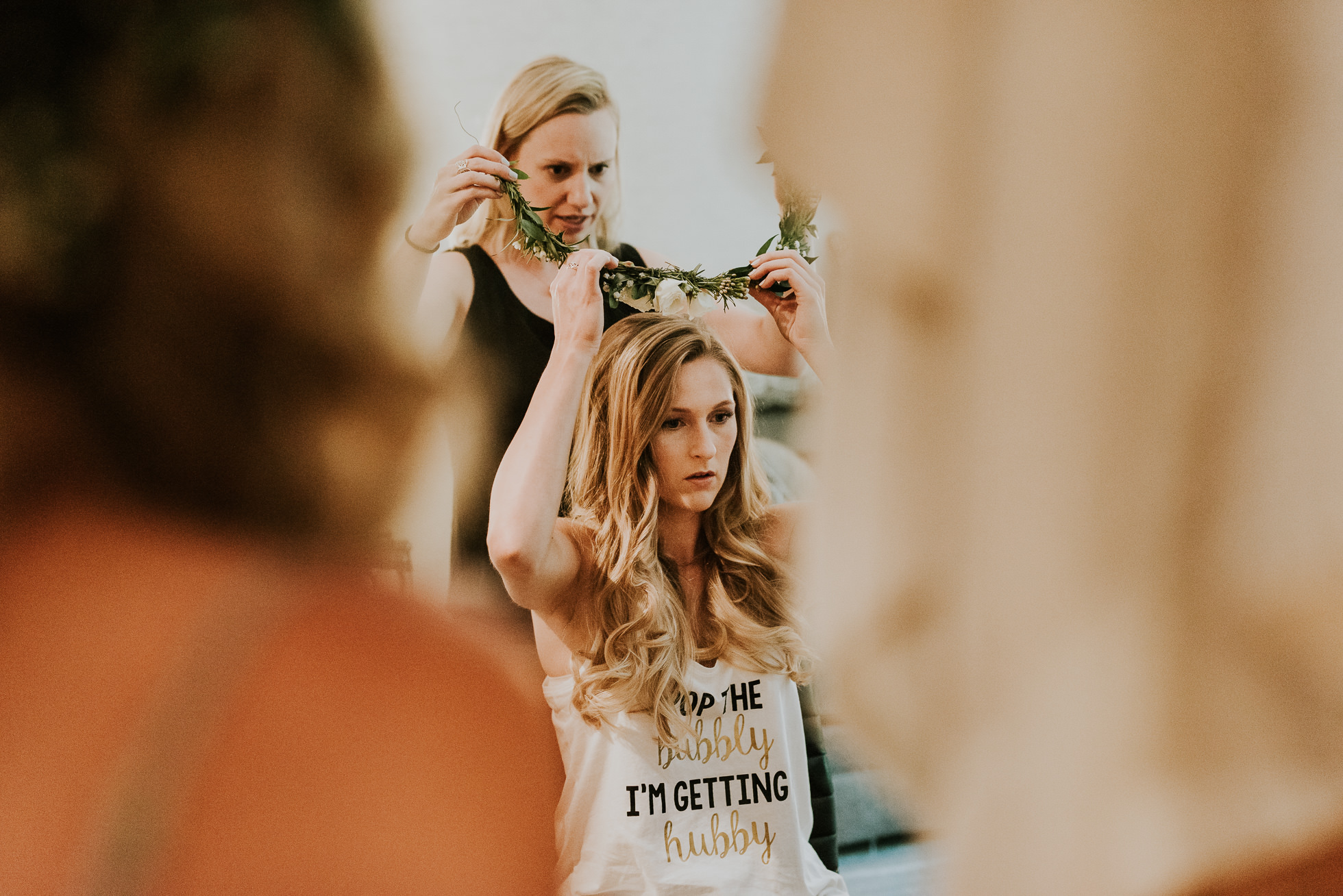 bride flower crown photographed by Traverse the Tides