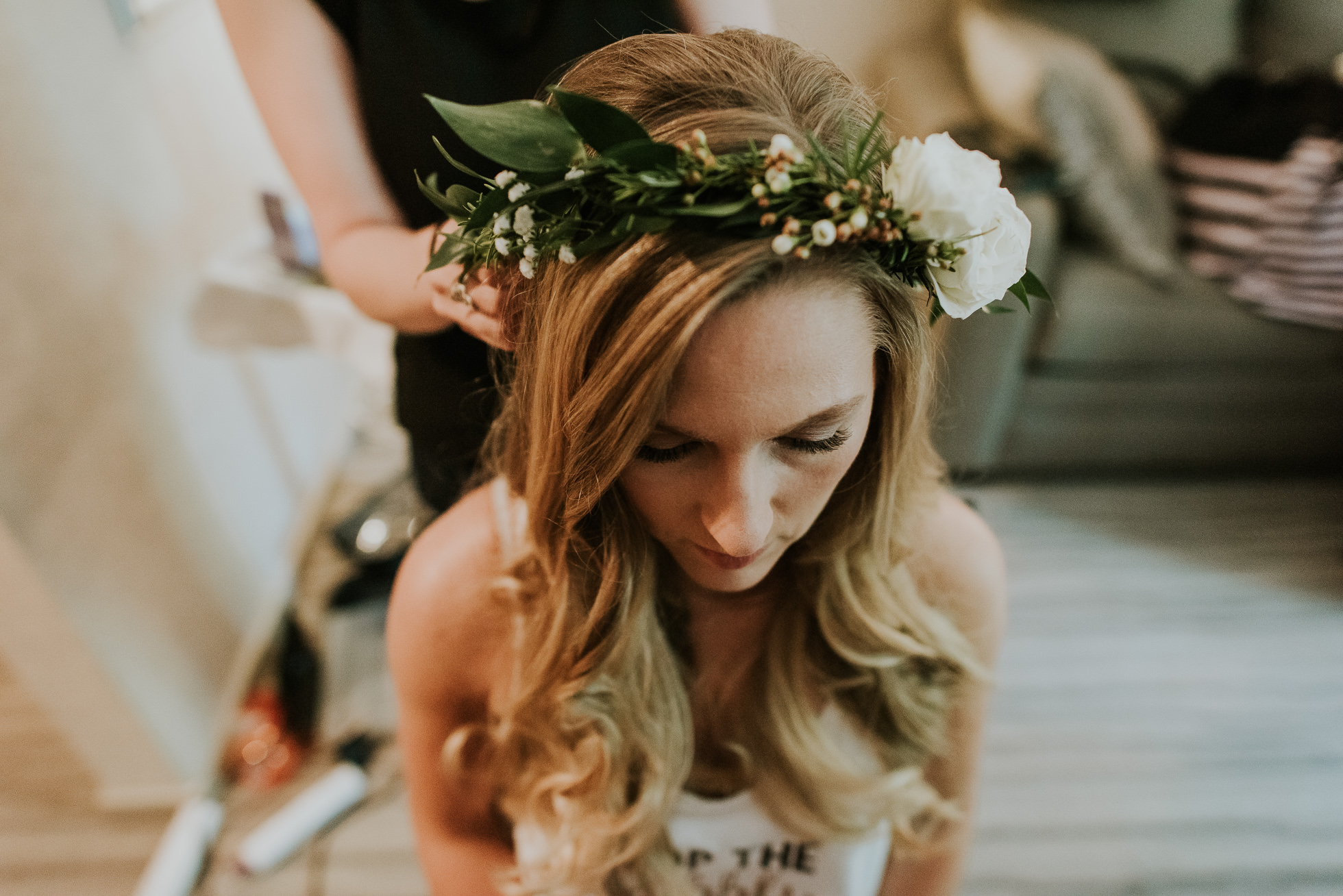wedding flower crown photographed by Traverse the Tides