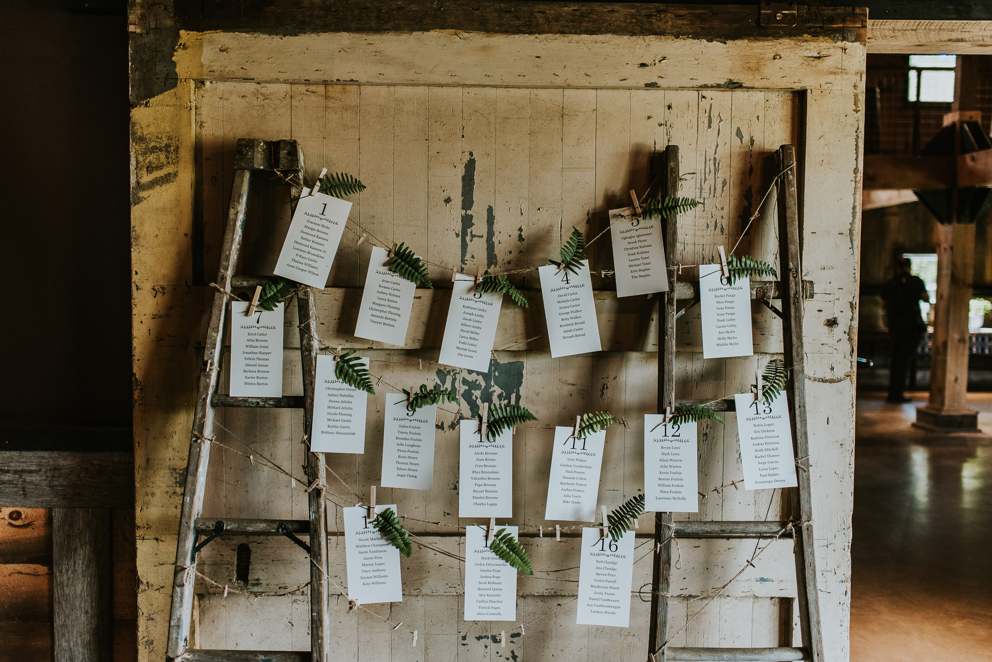 rustic wedding seating chart photographed by Traverse the Tides