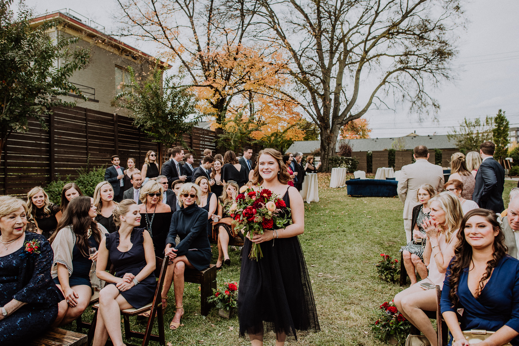 bridesmaid entrance outdoor ceremony the cordelle nashville wedding