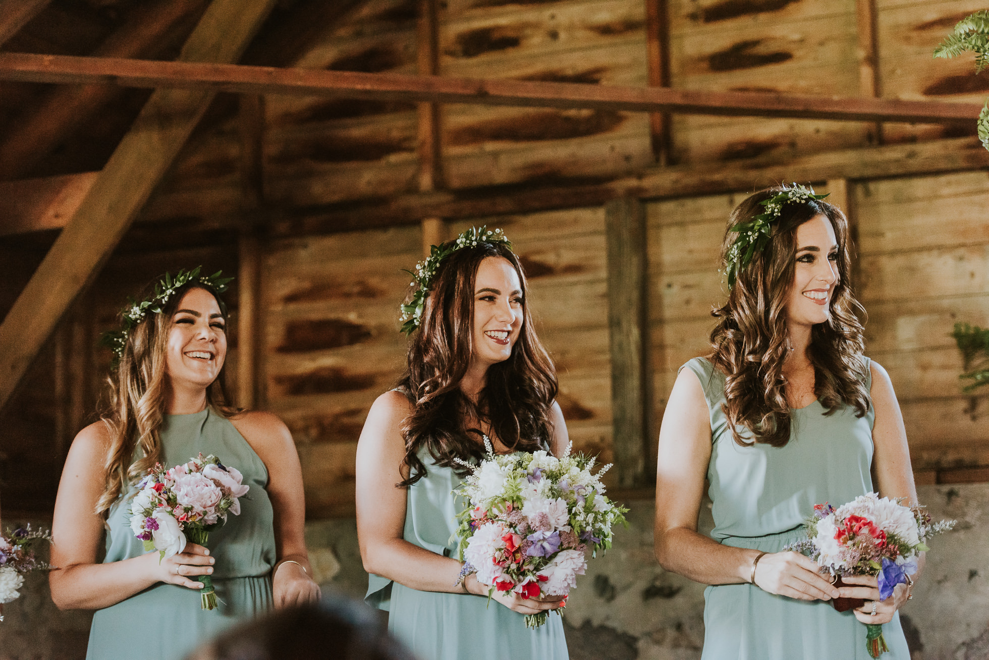 bridesmaids flowers rustic wedding photographed by Traverse the Tides