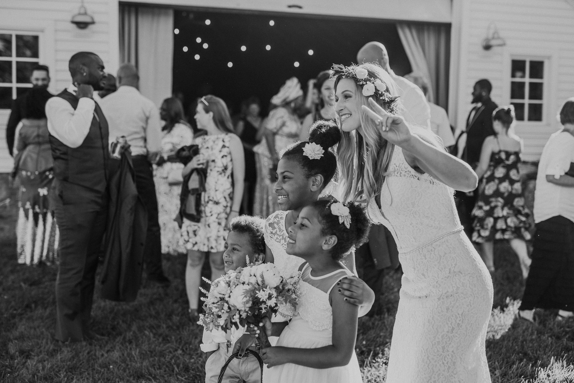 bride and flower girls photographed by Traverse the Tides