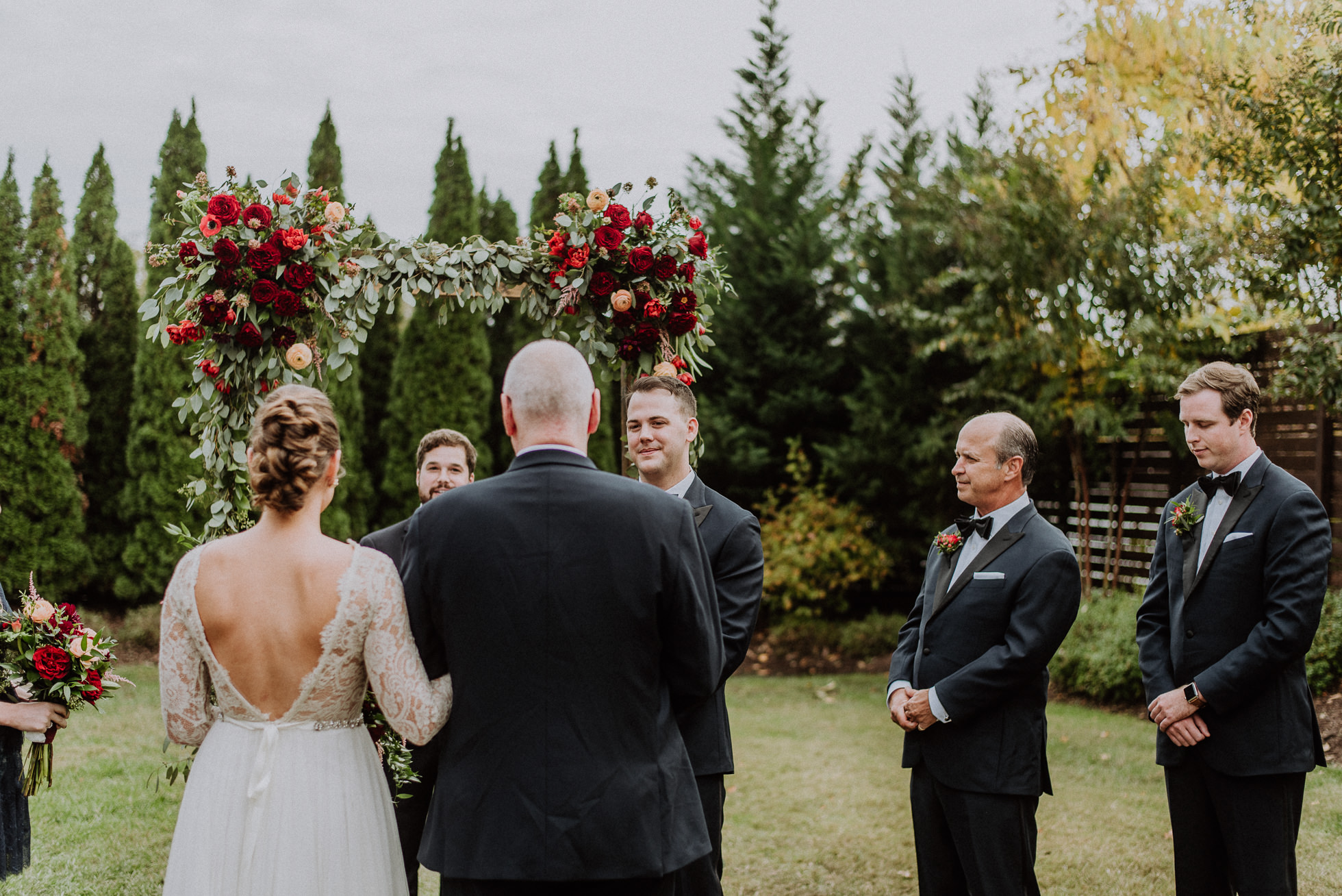groom seeing bride for the first time outdoor wedding ceremony at the cordelle nashville
