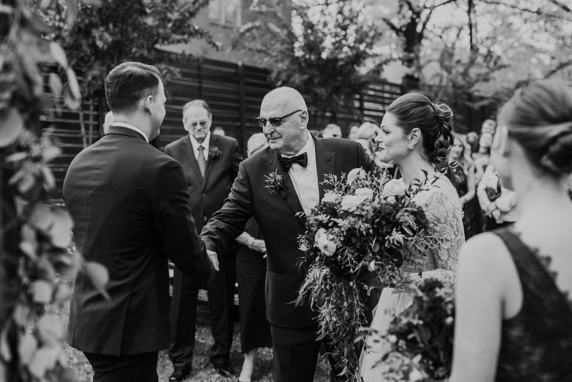 groom shaking hands with brides father wedding ceremony at the cordelle nashville