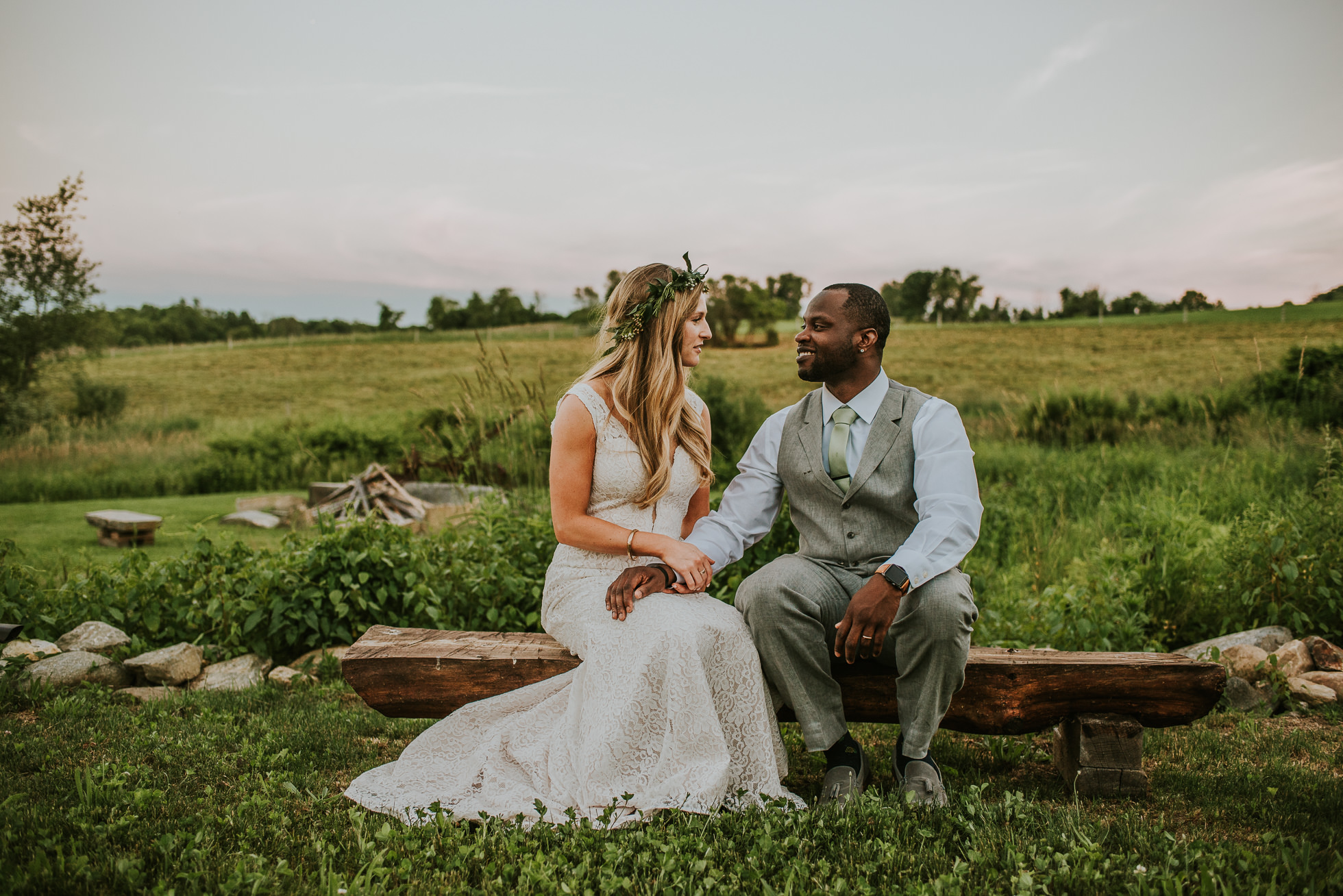 bride and groom farm wedding photographed by Traverse the Tides