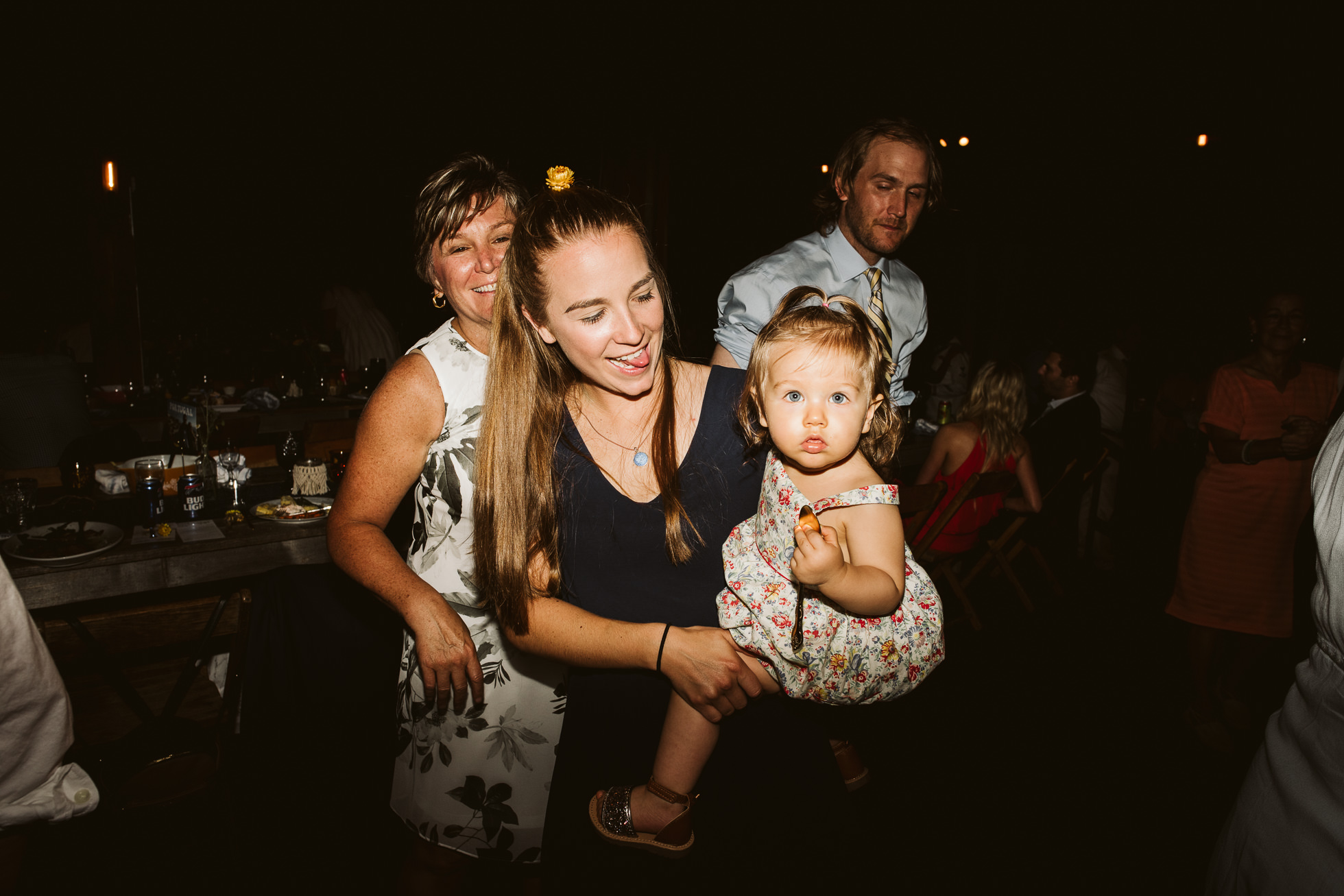 baby at wedding reception