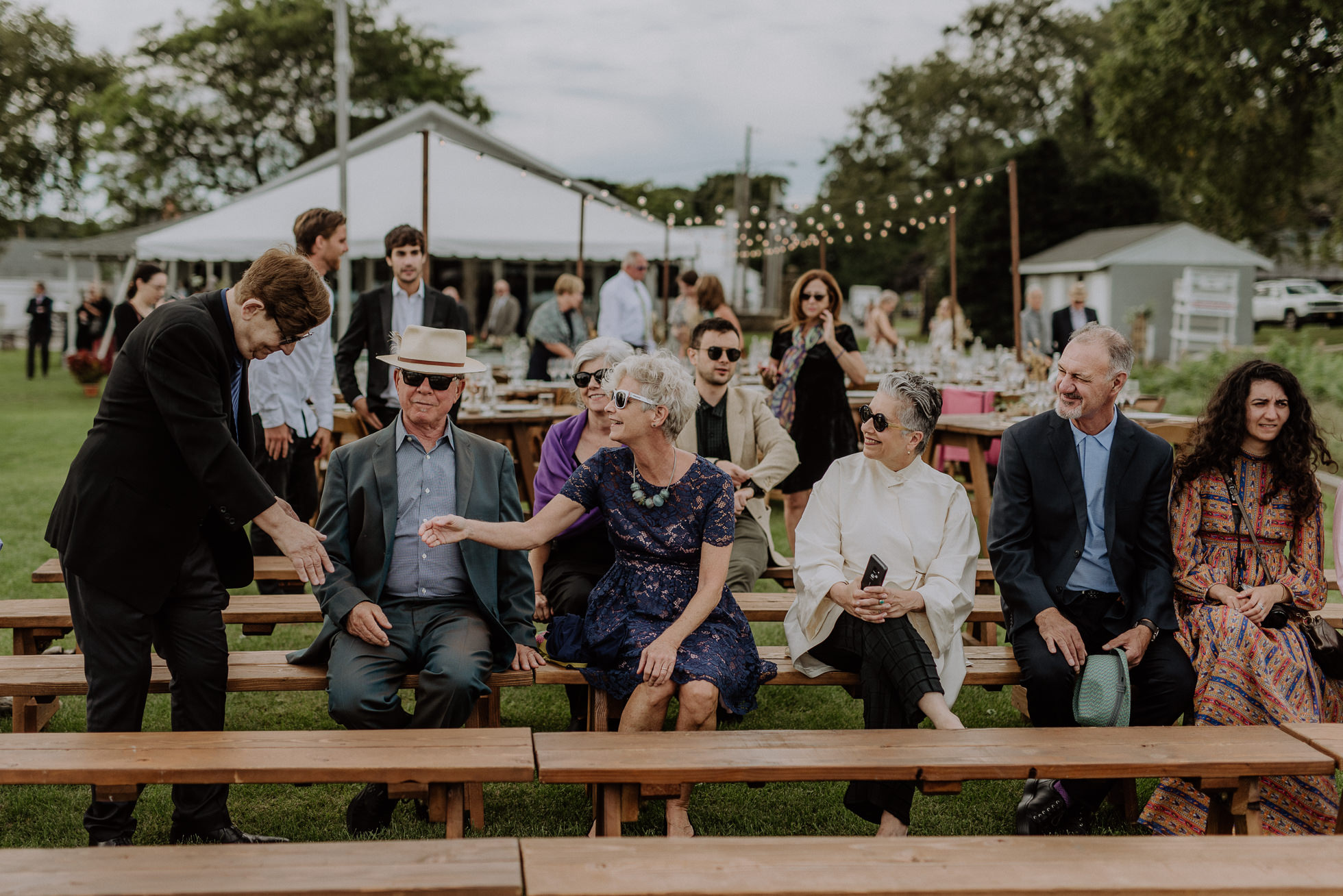 bench seating wedding reception