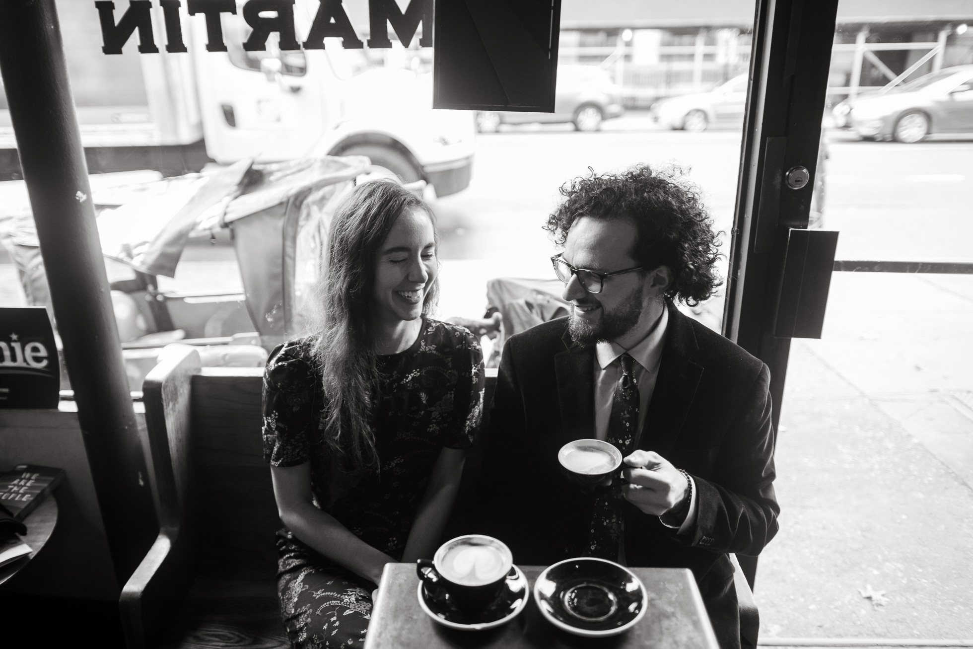 Brooklyn coffee shop engagement photos