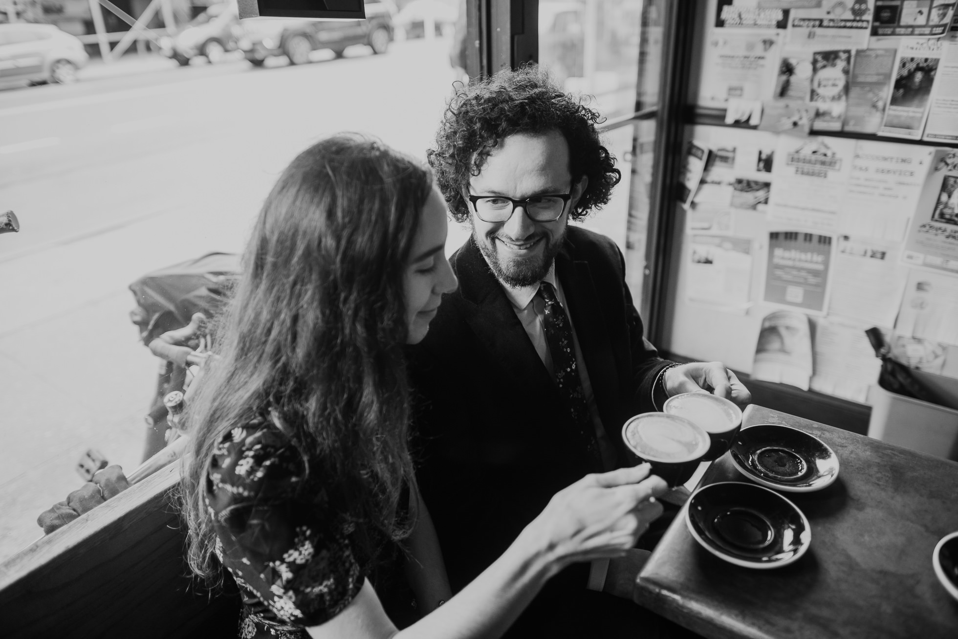 coffee shop engagement photos