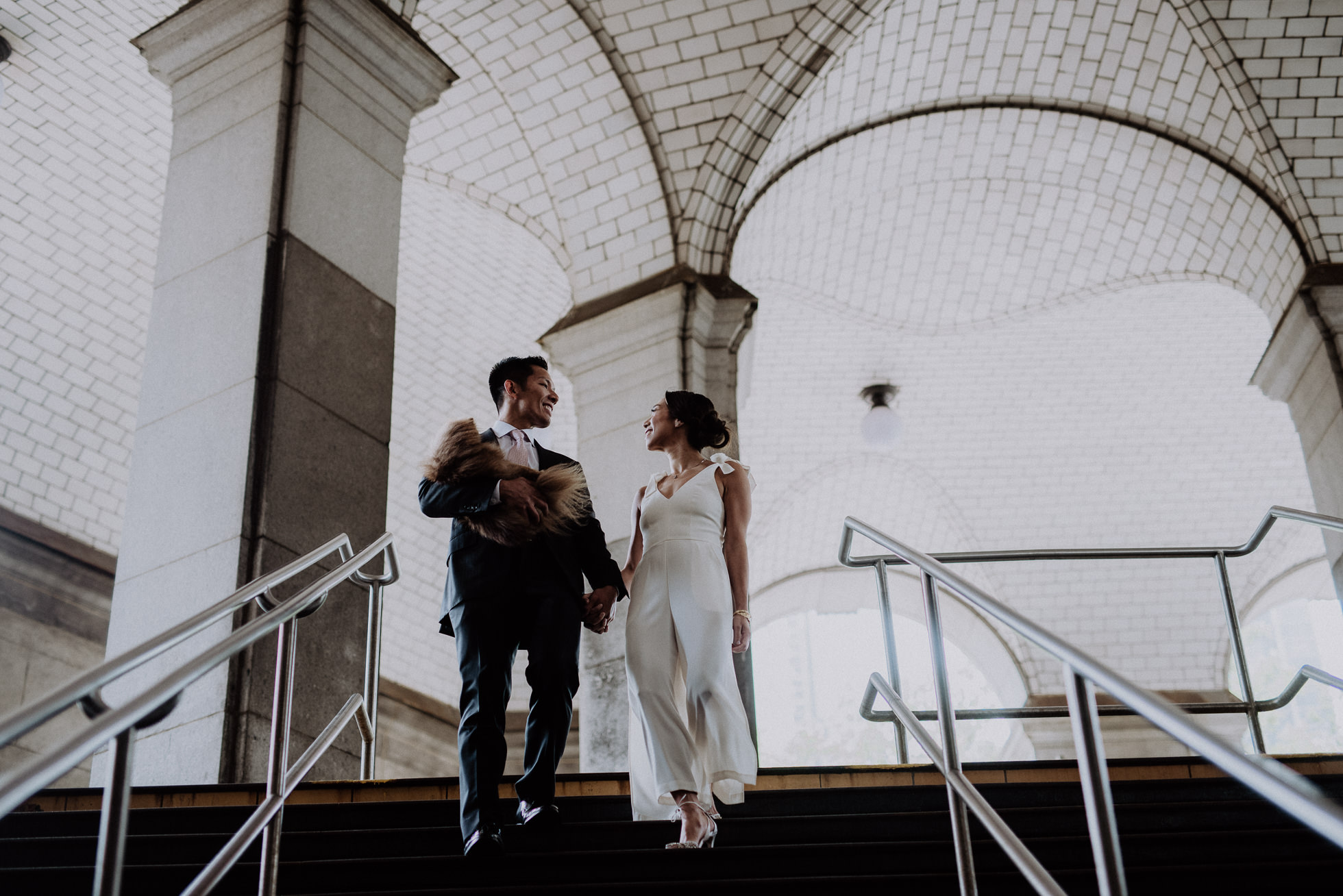 downtown NYC subway wedding