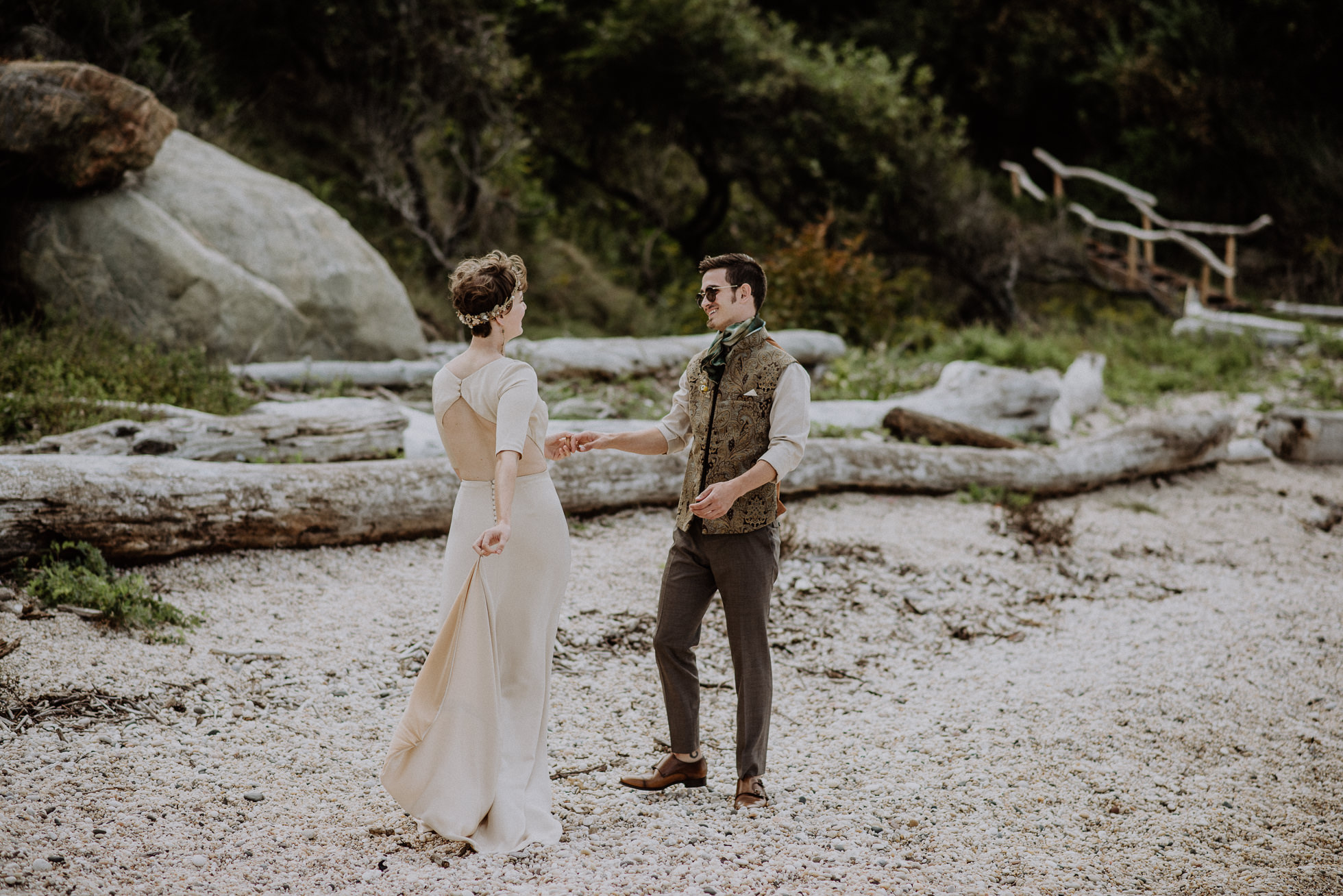 happy bride and groom