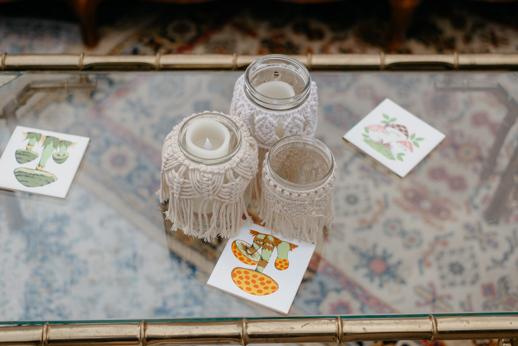 macrame wedding candles