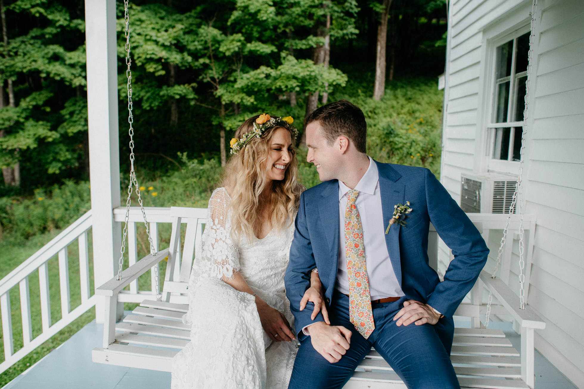 porch swing wedding photos