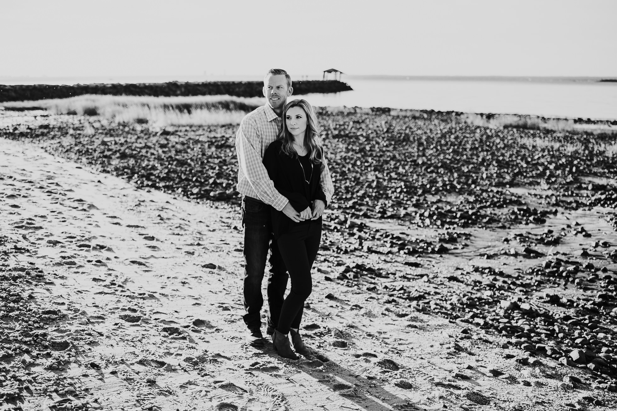 romantic black and white engagement session photographed by Traverse the Tides