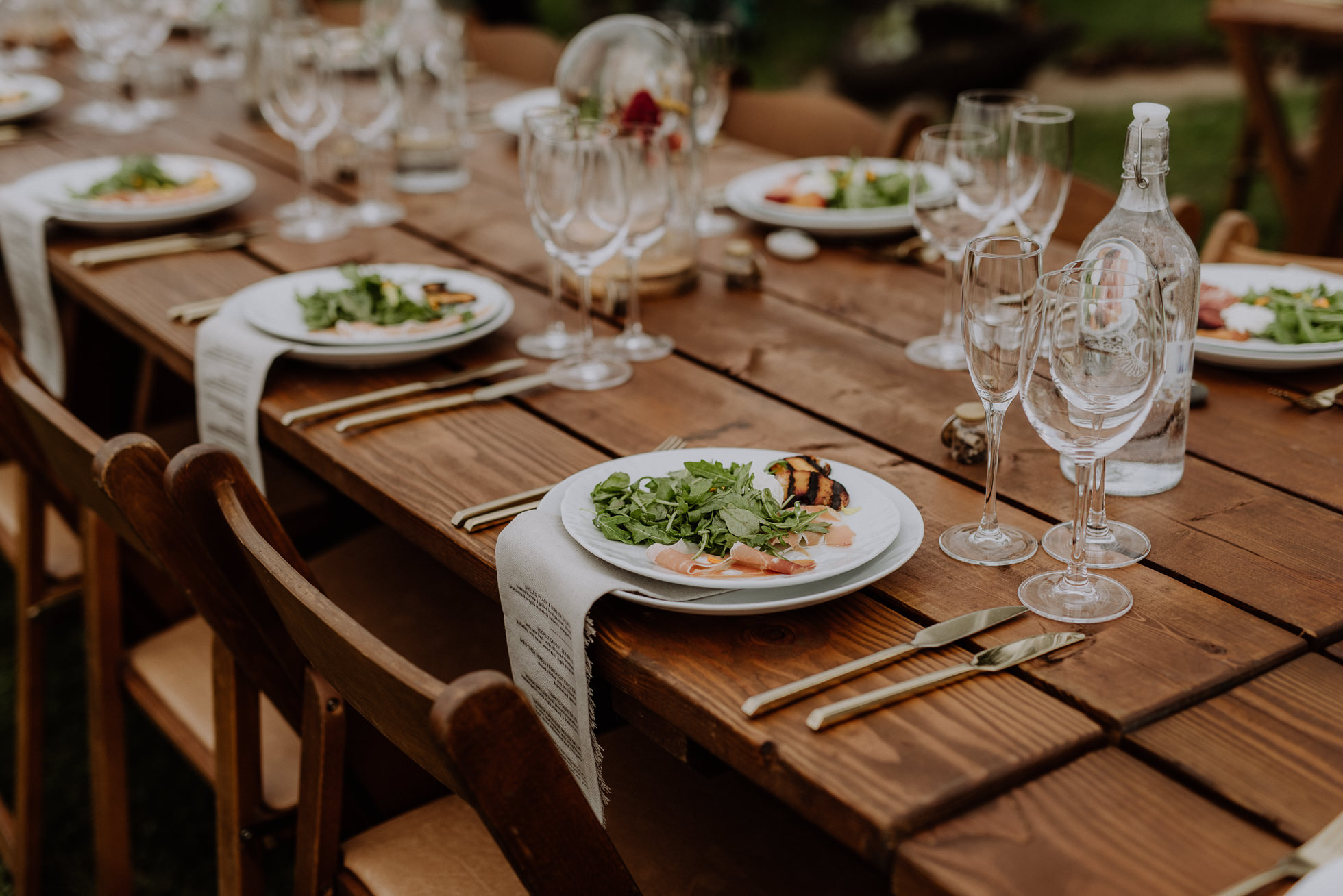 rustic salad wedding reception