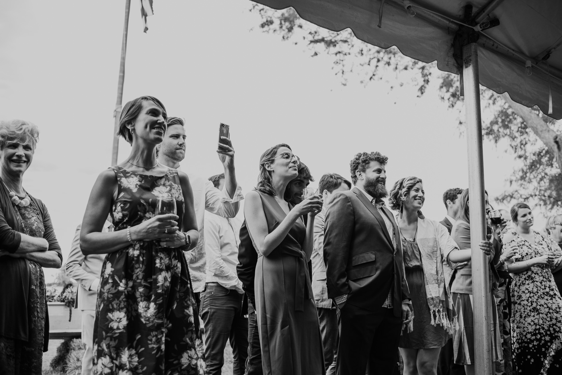 wedding guests watching first dance