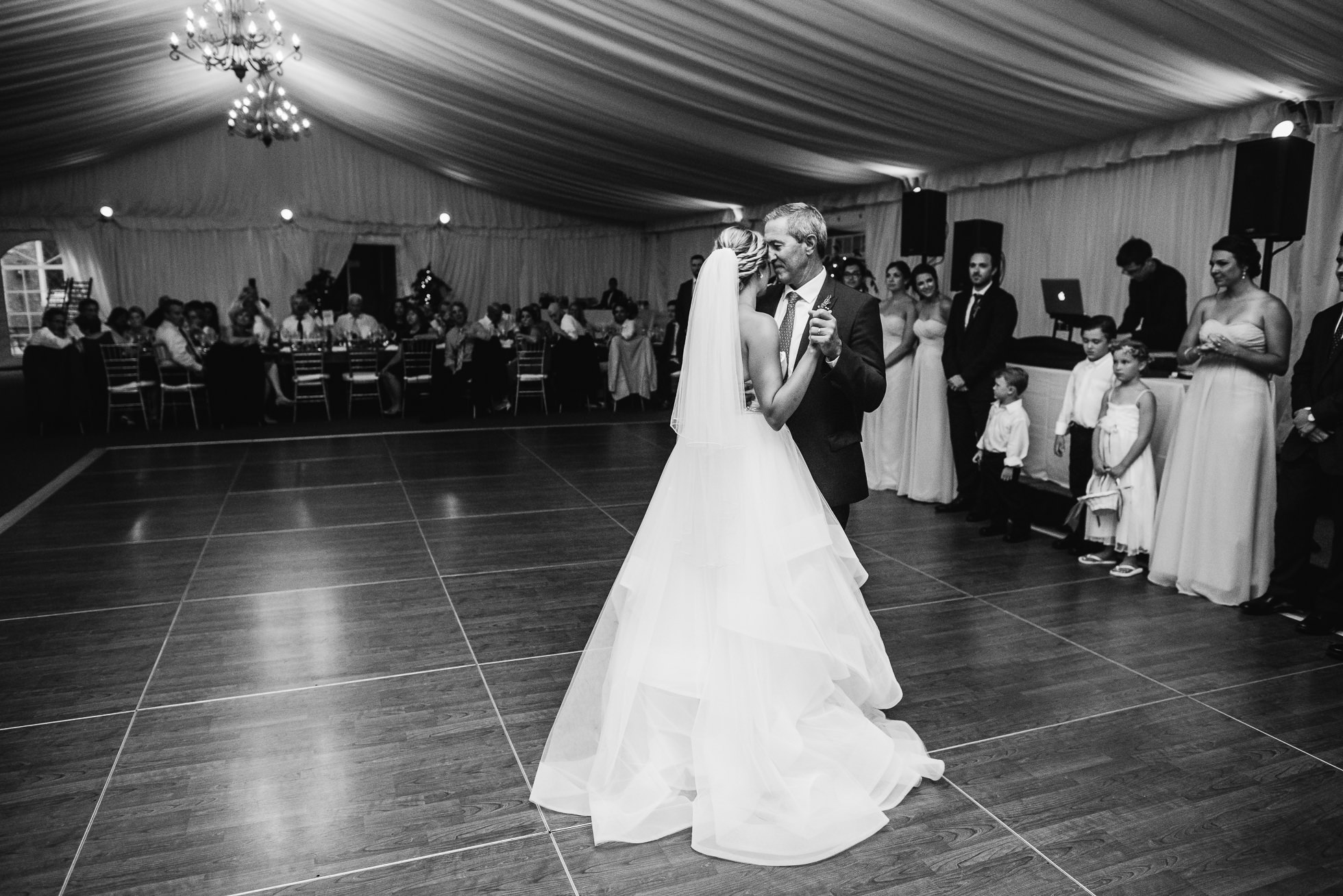 bride and father first dance at lyndhurst castle wedding photographed by traverse the tides