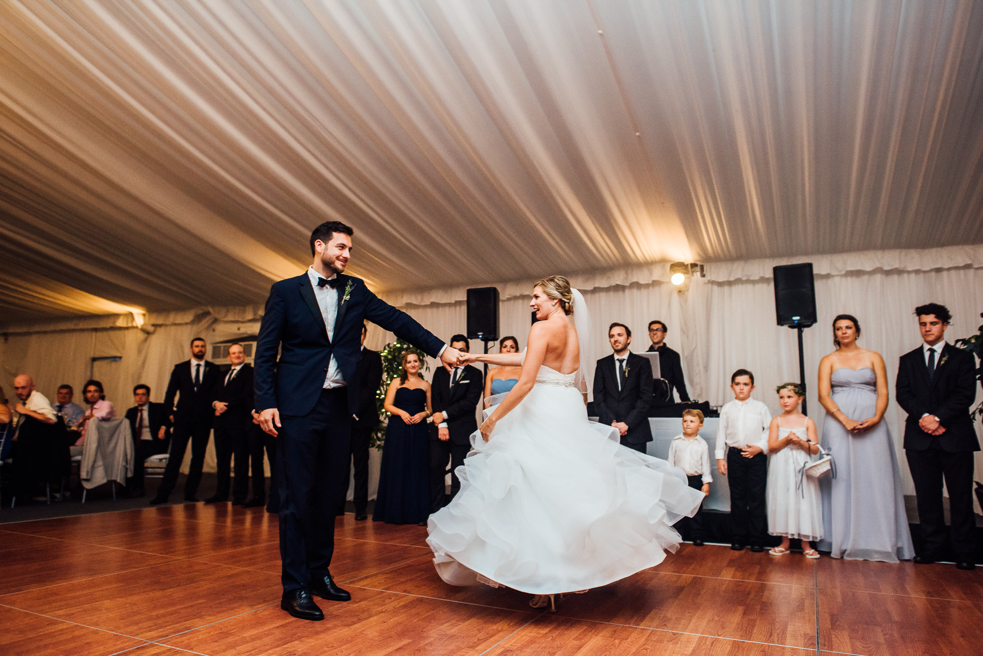 bride and groom first dance at lyndhurst castle wedding photographed by traverse the tides-2