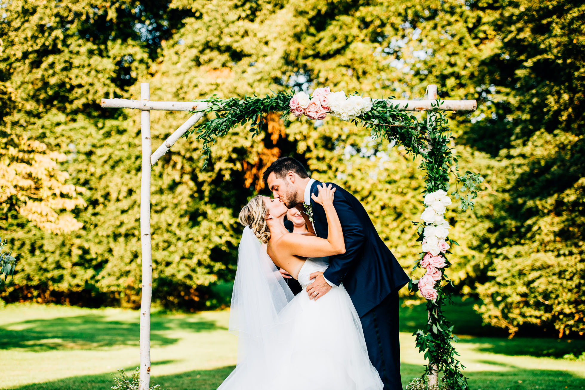 first kiss wedding ceremony at lyndhurst castle photographed by traverse the tides