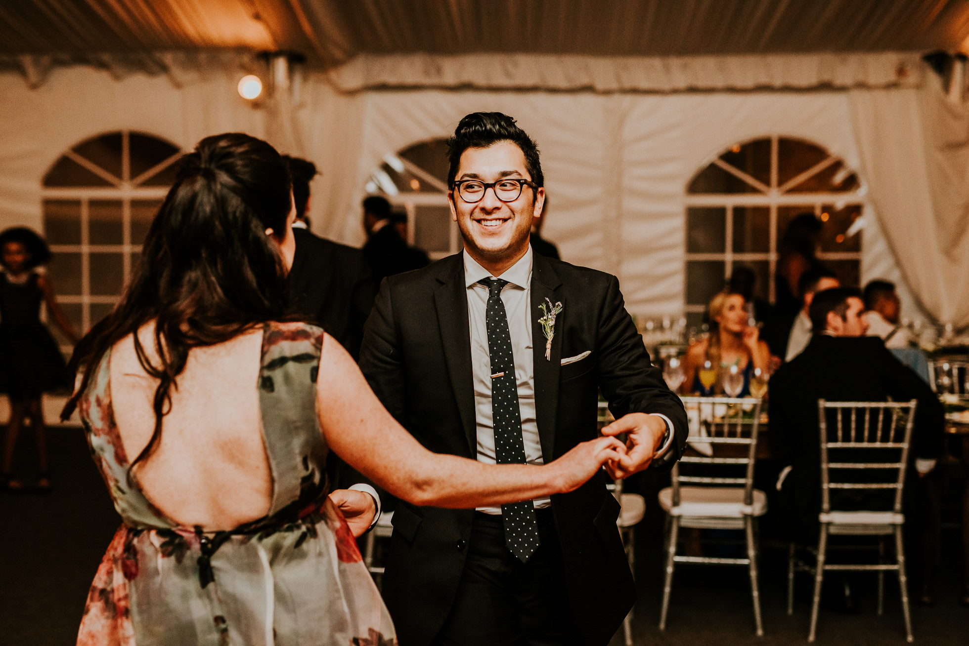 reception dancing at lyndhurst castle wedding photographed by traverse the tides