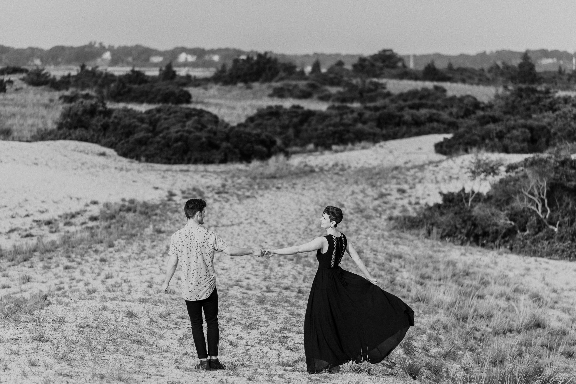 maxi dress engagement photos photographed by traverse the tides