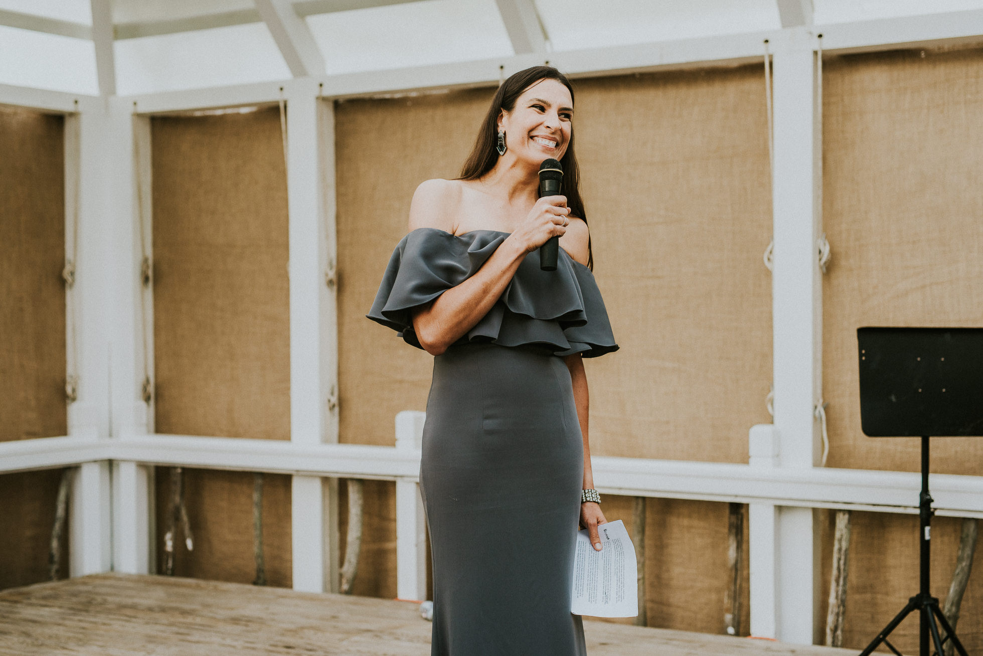 grooms sister speech at the surf lodge in Montauk wedding photographed by Traverse the Tides