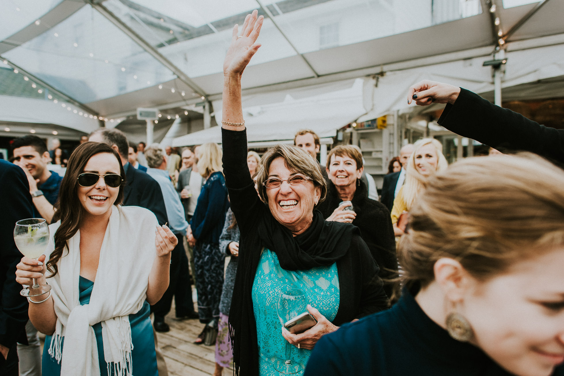 wedding guests having fun at the surf lodge Montauk wedding photographed by Traverse the Tides