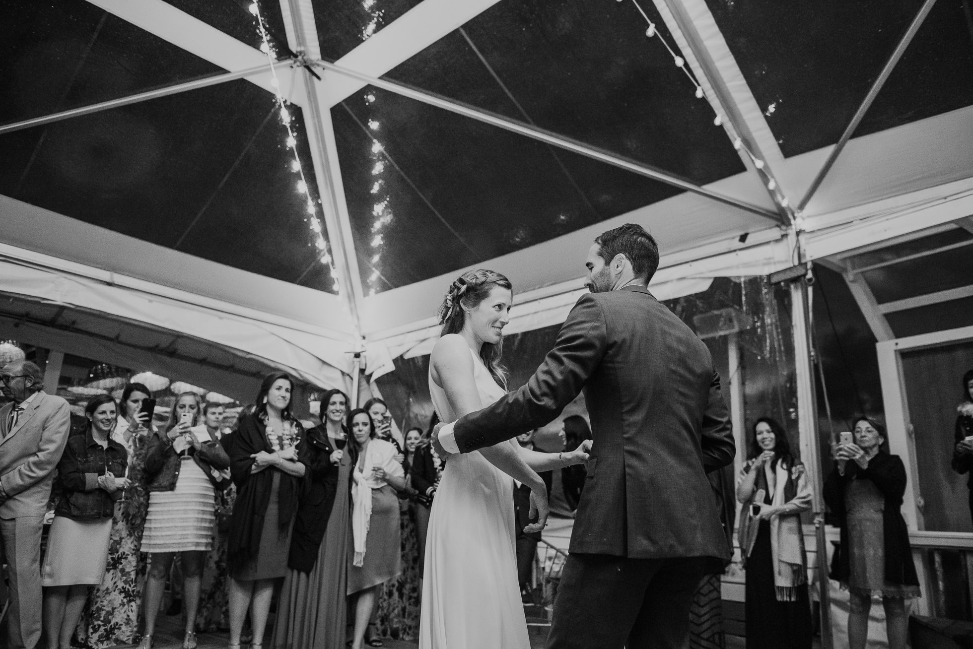 boho bride first dance at the surf lodge reception Montauk wedding photographed by Traverse the Tides