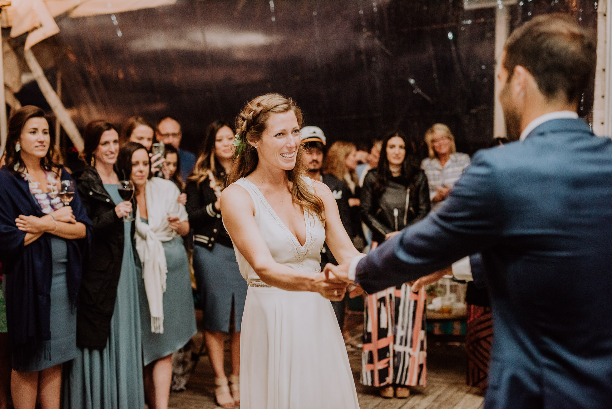 wedding first dance at the surf lodge reception Montauk wedding photographed by Traverse the Tides