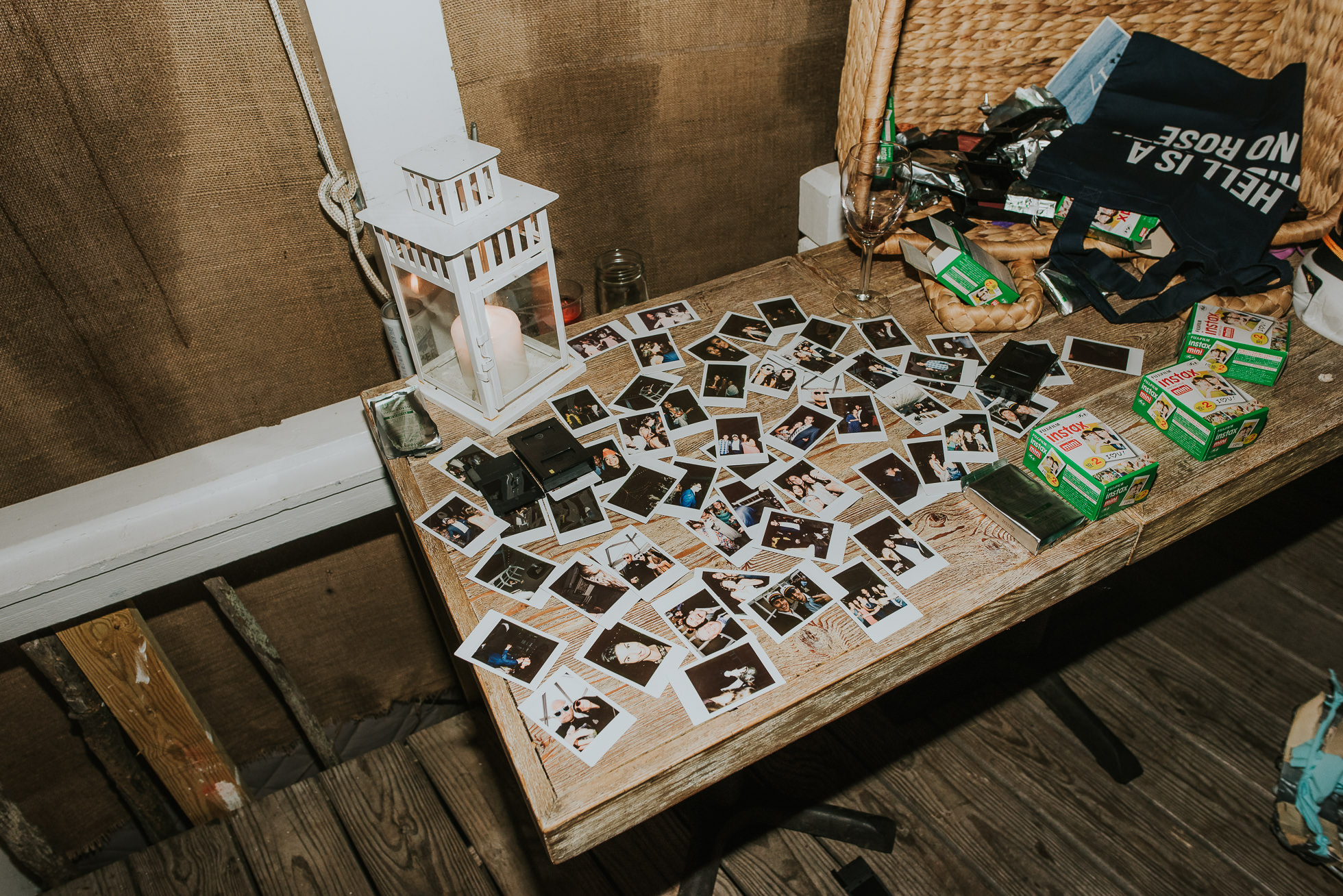 polaroid instant film at reception the surf lodge Montauk wedding photographed by Traverse the Tides