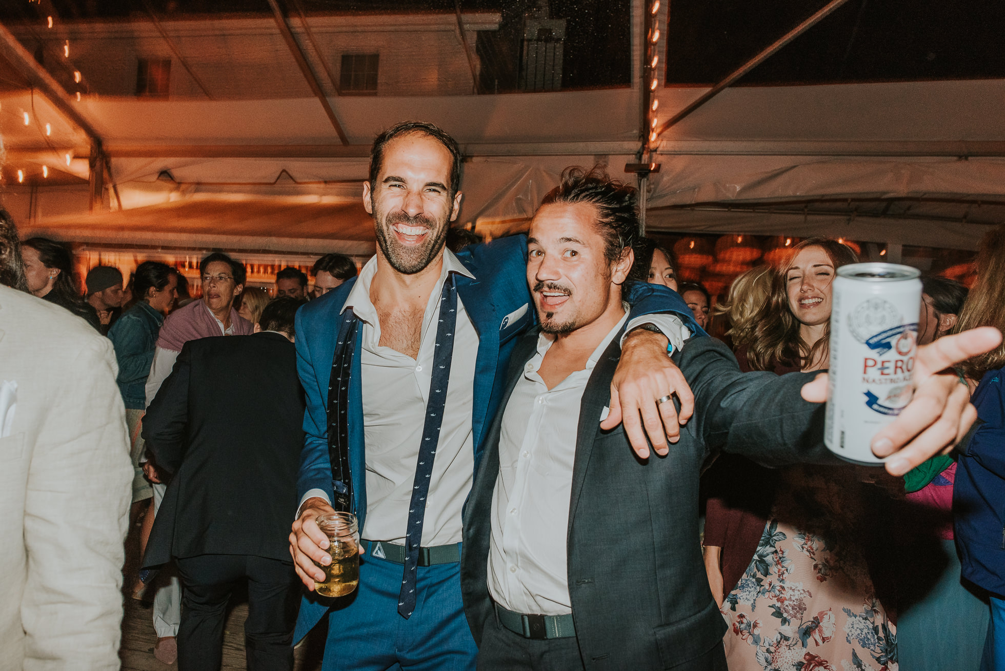 groom partying at Montauk wedding photographed by Traverse the Tides