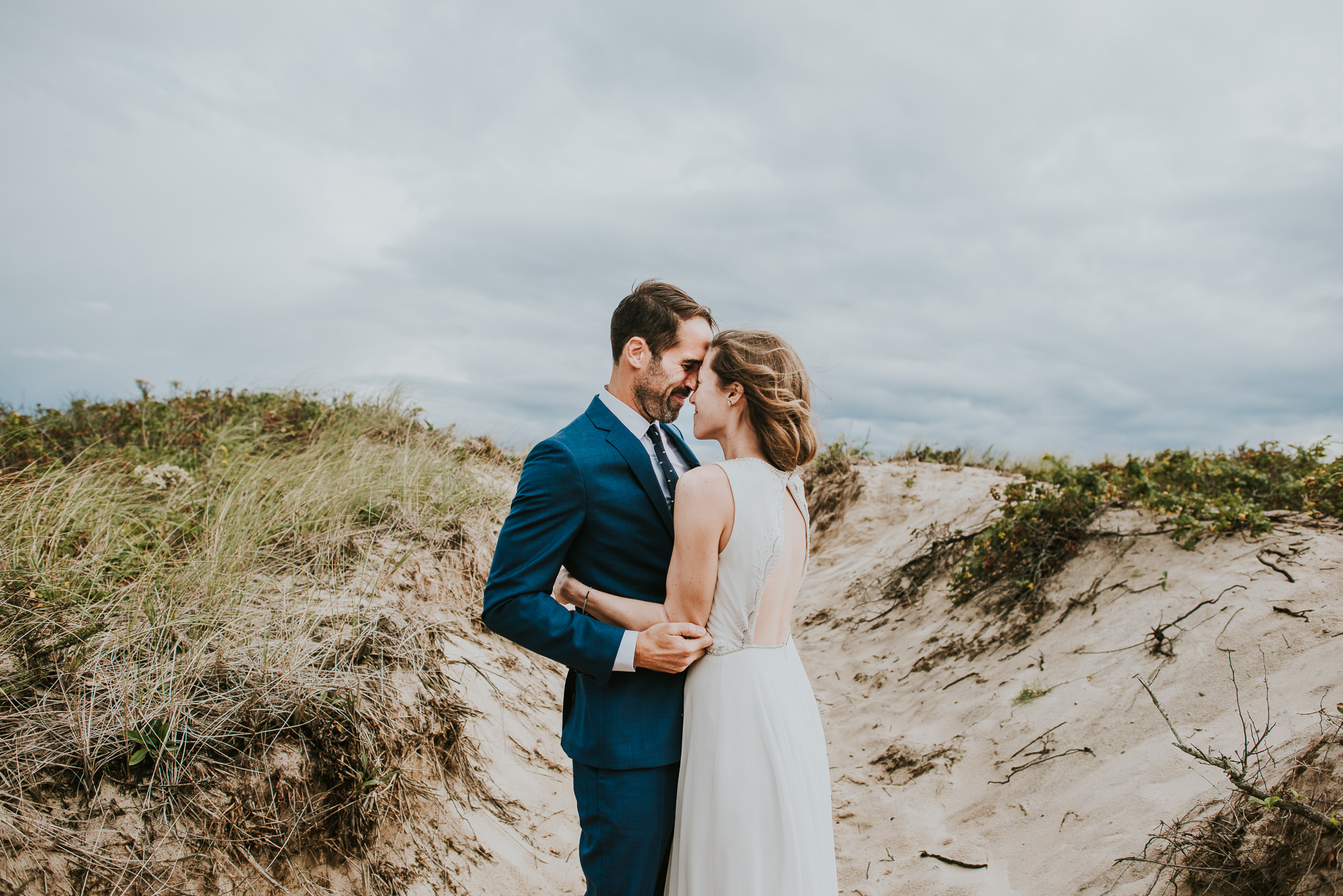 blue groom suit Montauk wedding photographed by Traverse the Tides