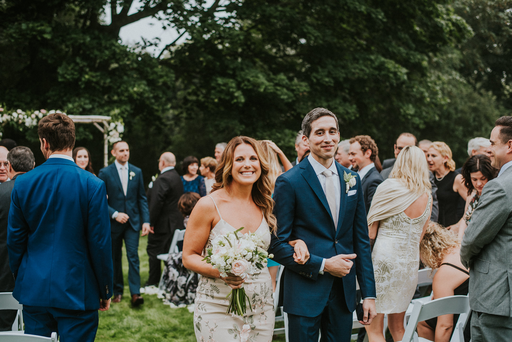 bridal party exit long island wedding