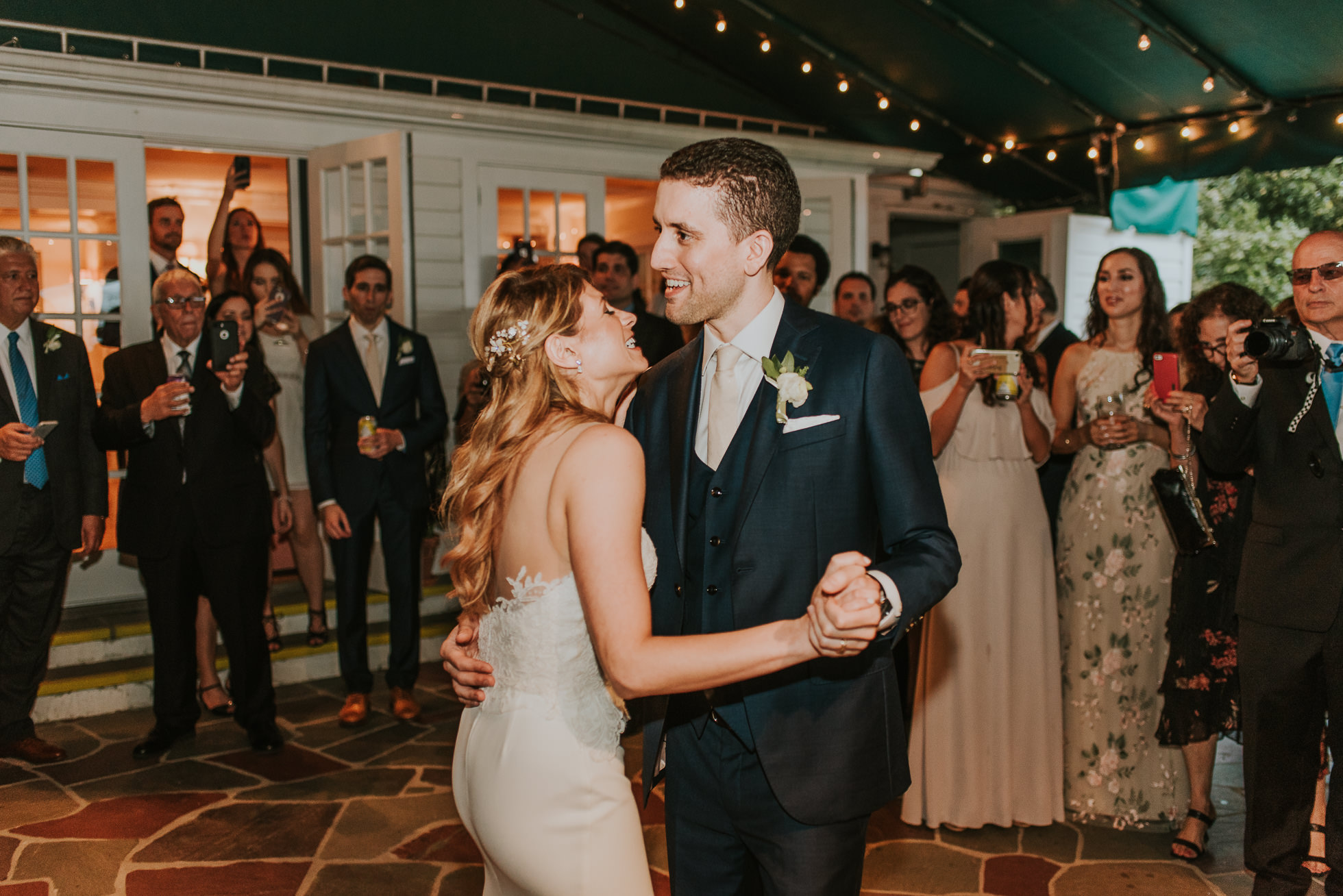 bride and groom first dance the Hedges Inn reception