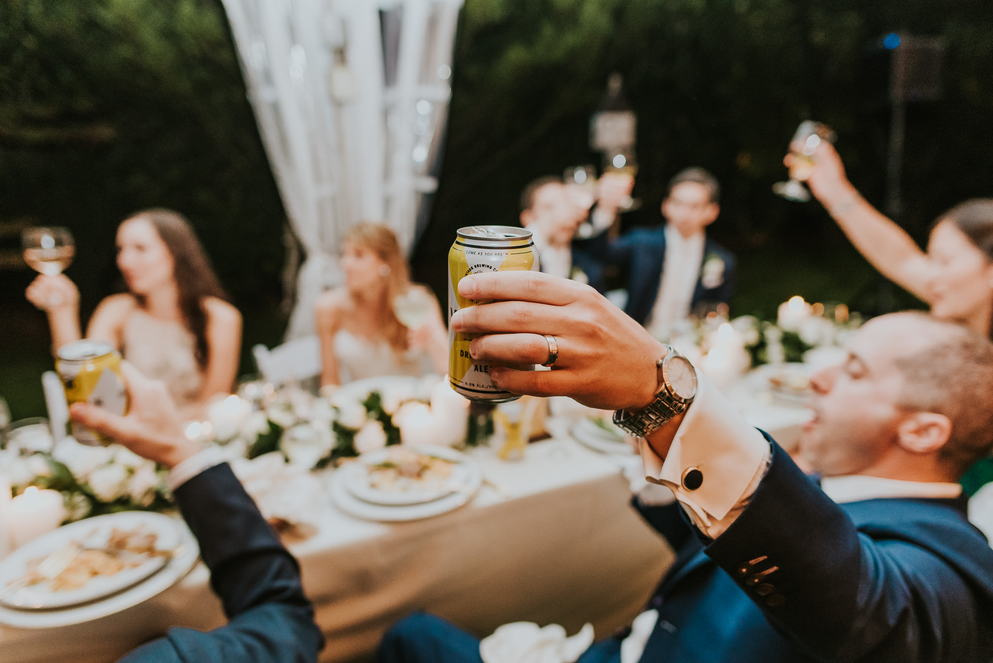 toasting to the bride and groom the hedges inn wedding