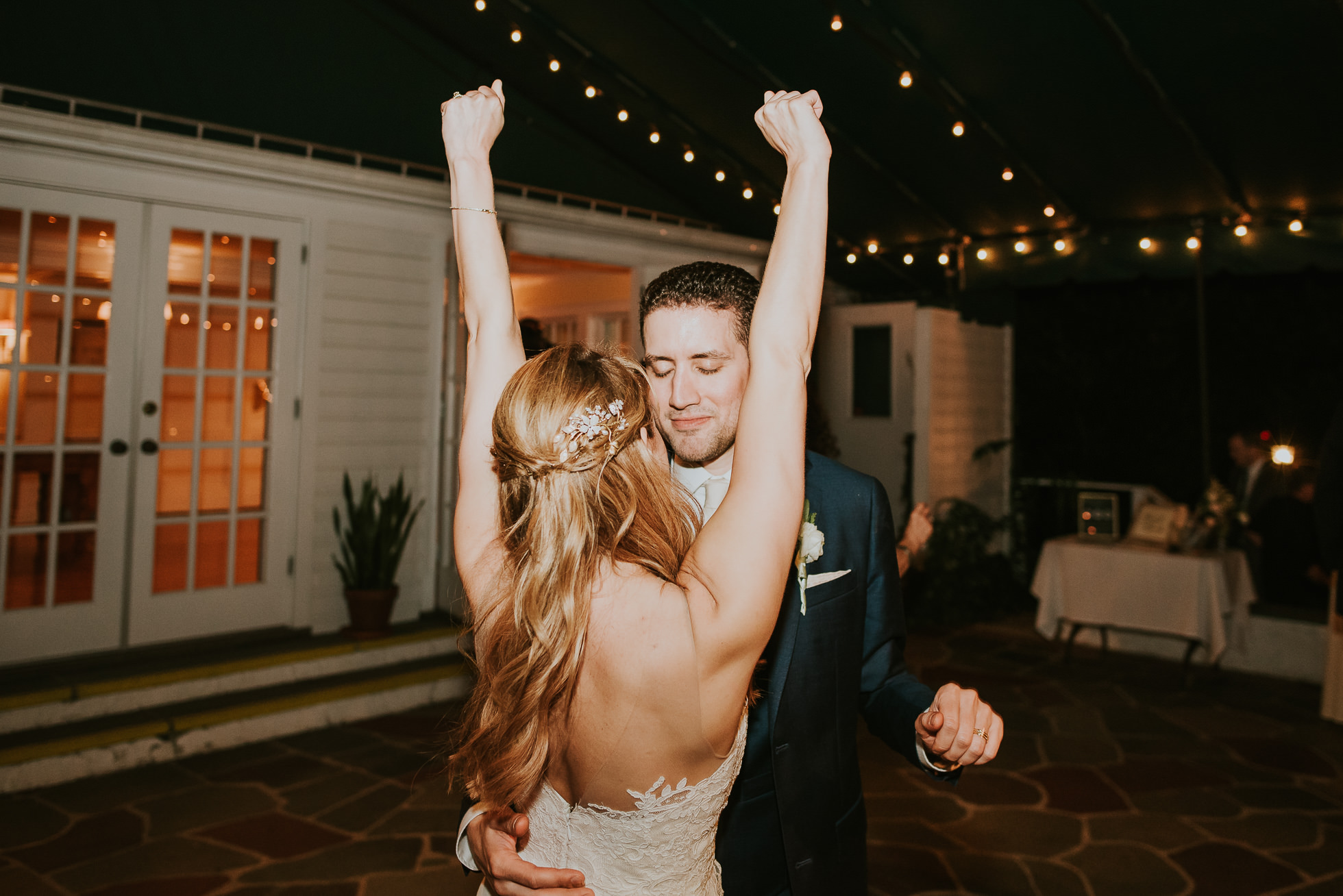 bride and groom dancing the Hedges Inn reception