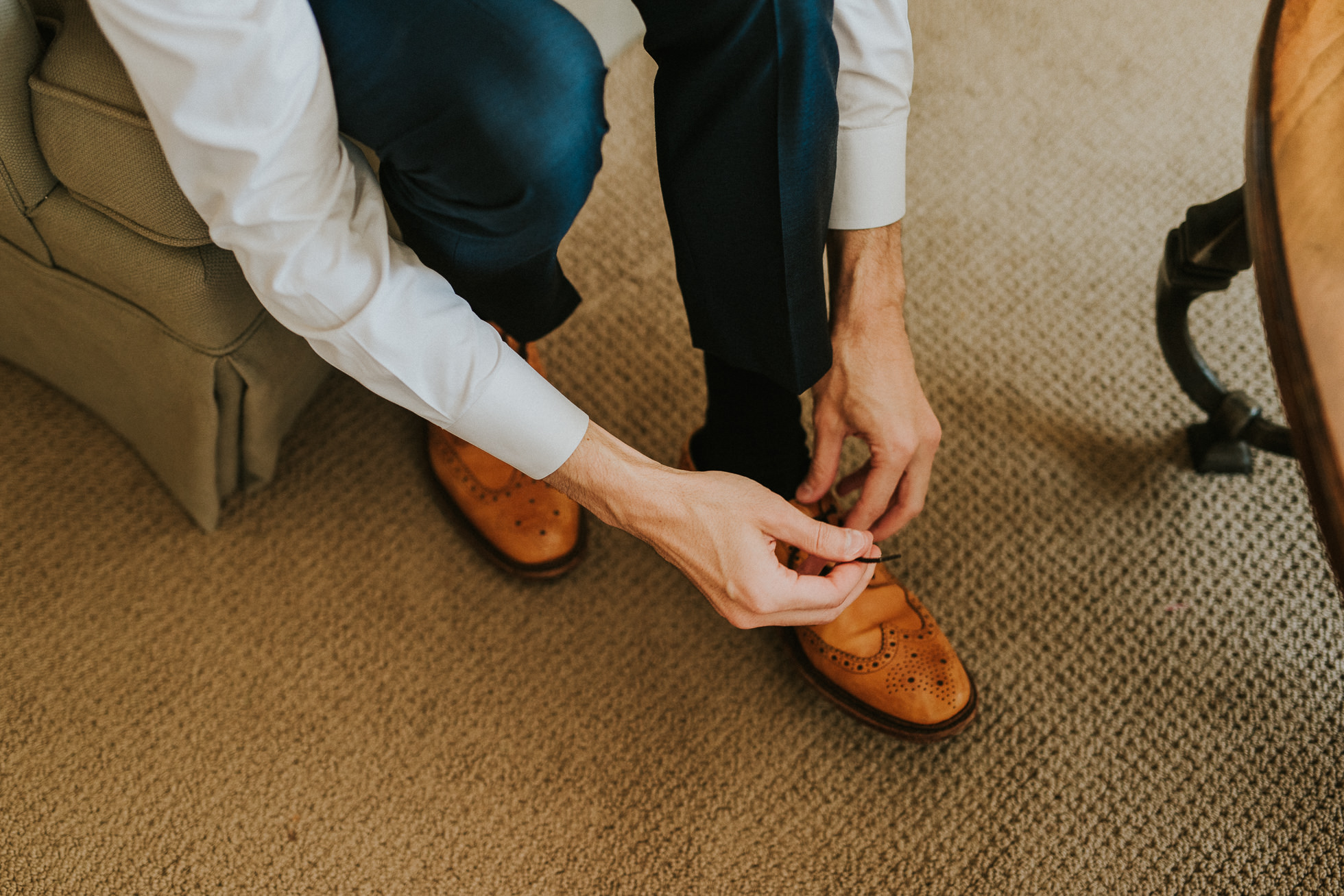 brown wingtip grooms shoes