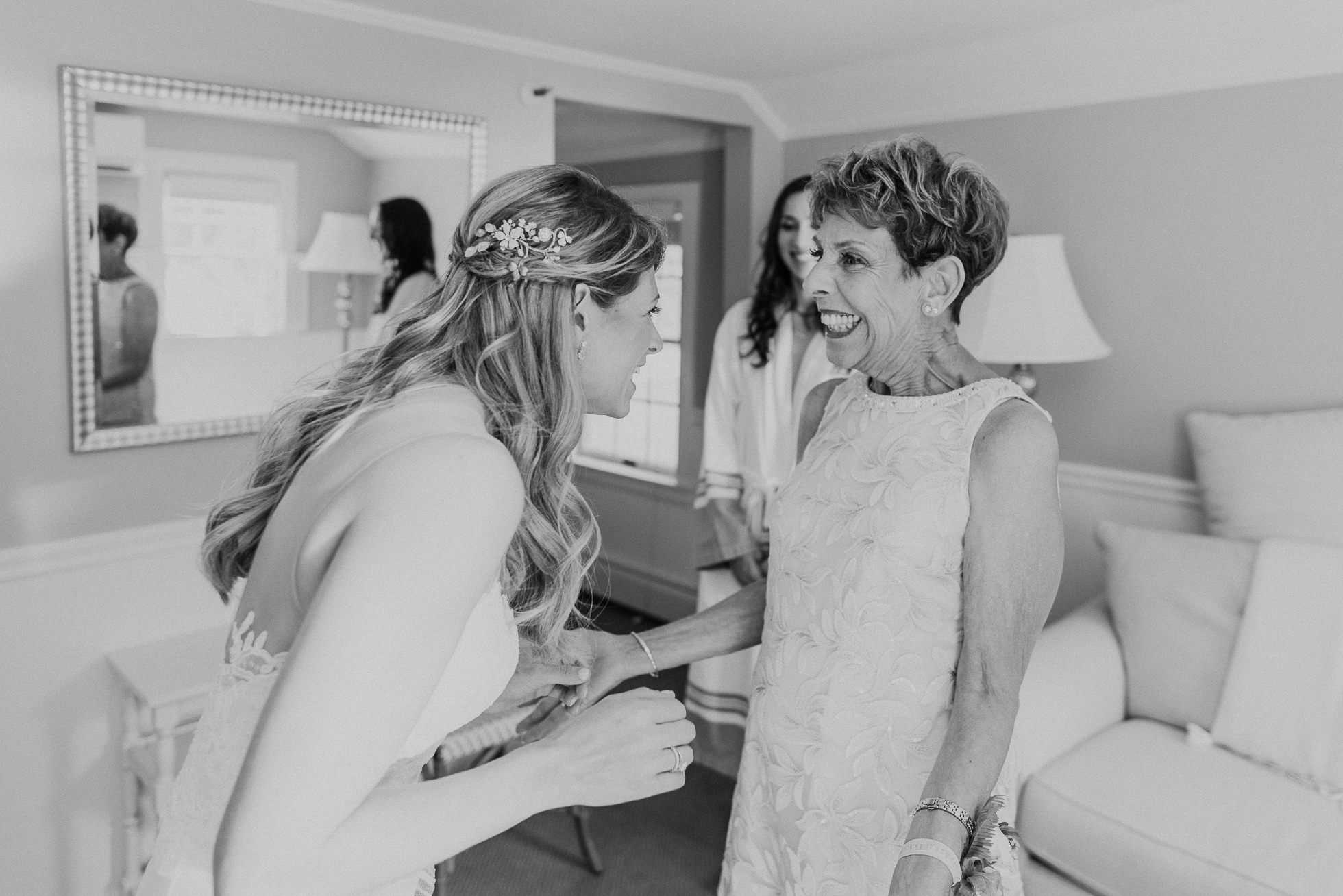 excited bride and mom East Hampton wedding
