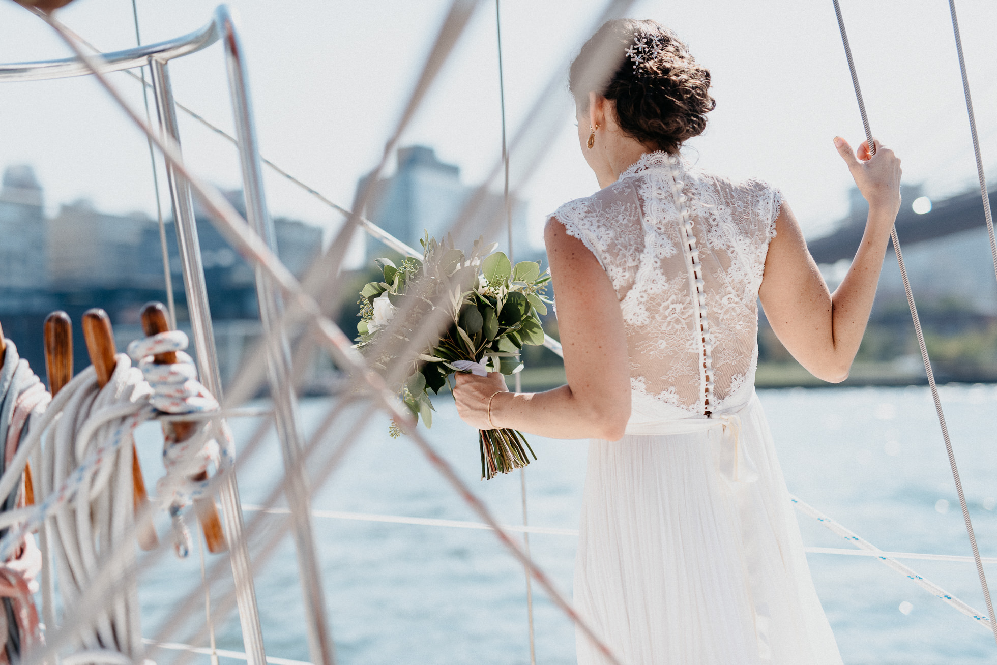 bride on boat