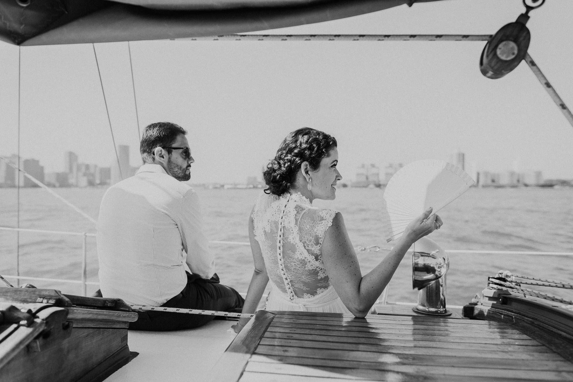 bride on yacht