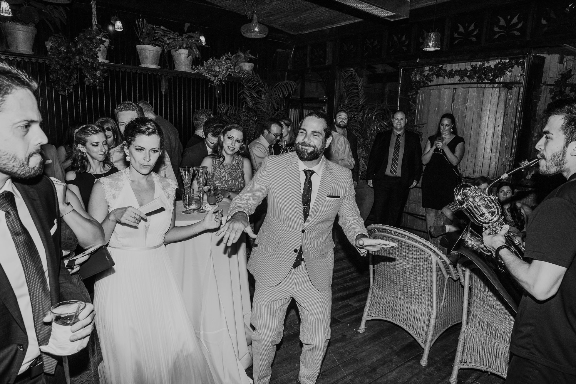 dancing wedding guests