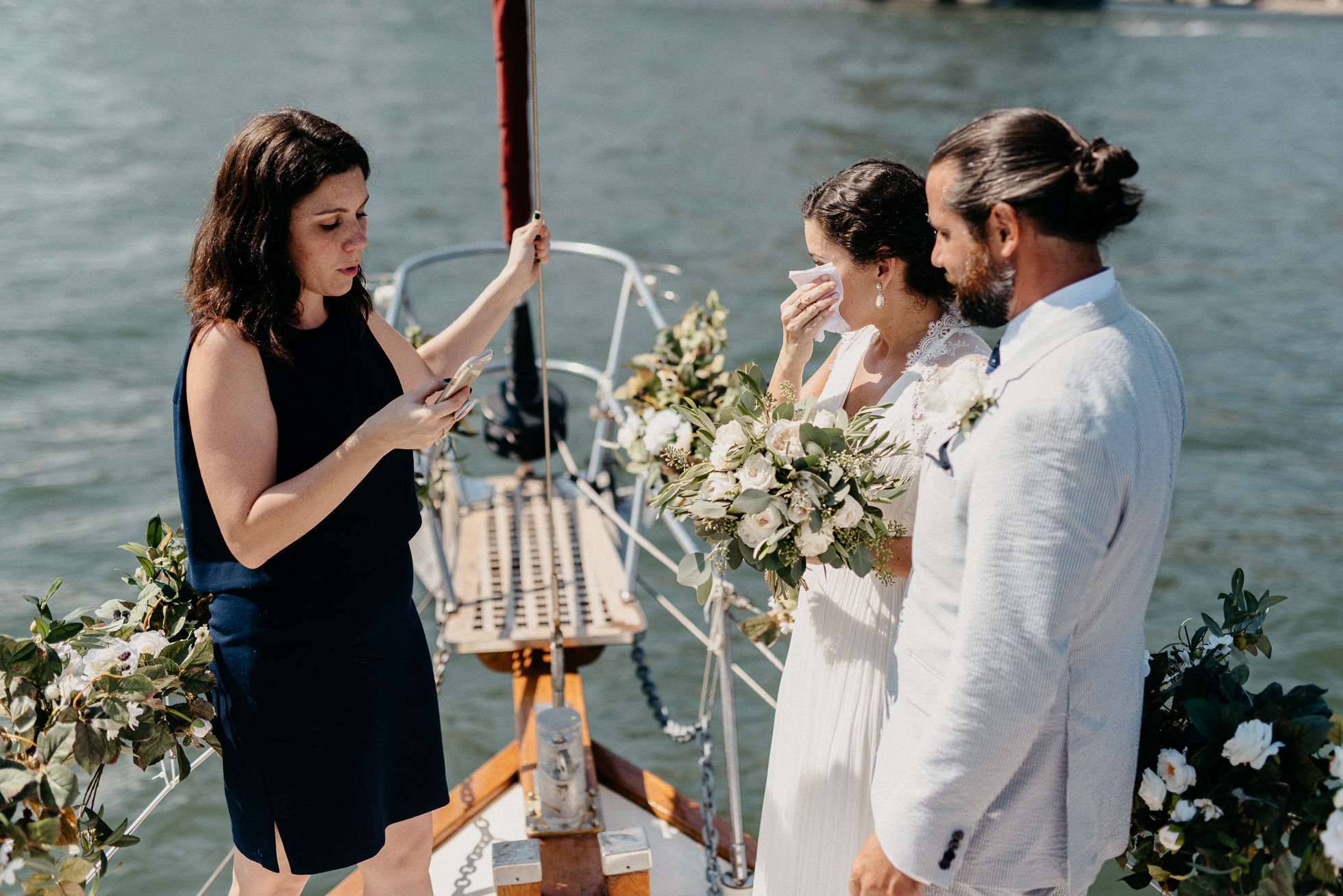 emotional wedding ceremony boat